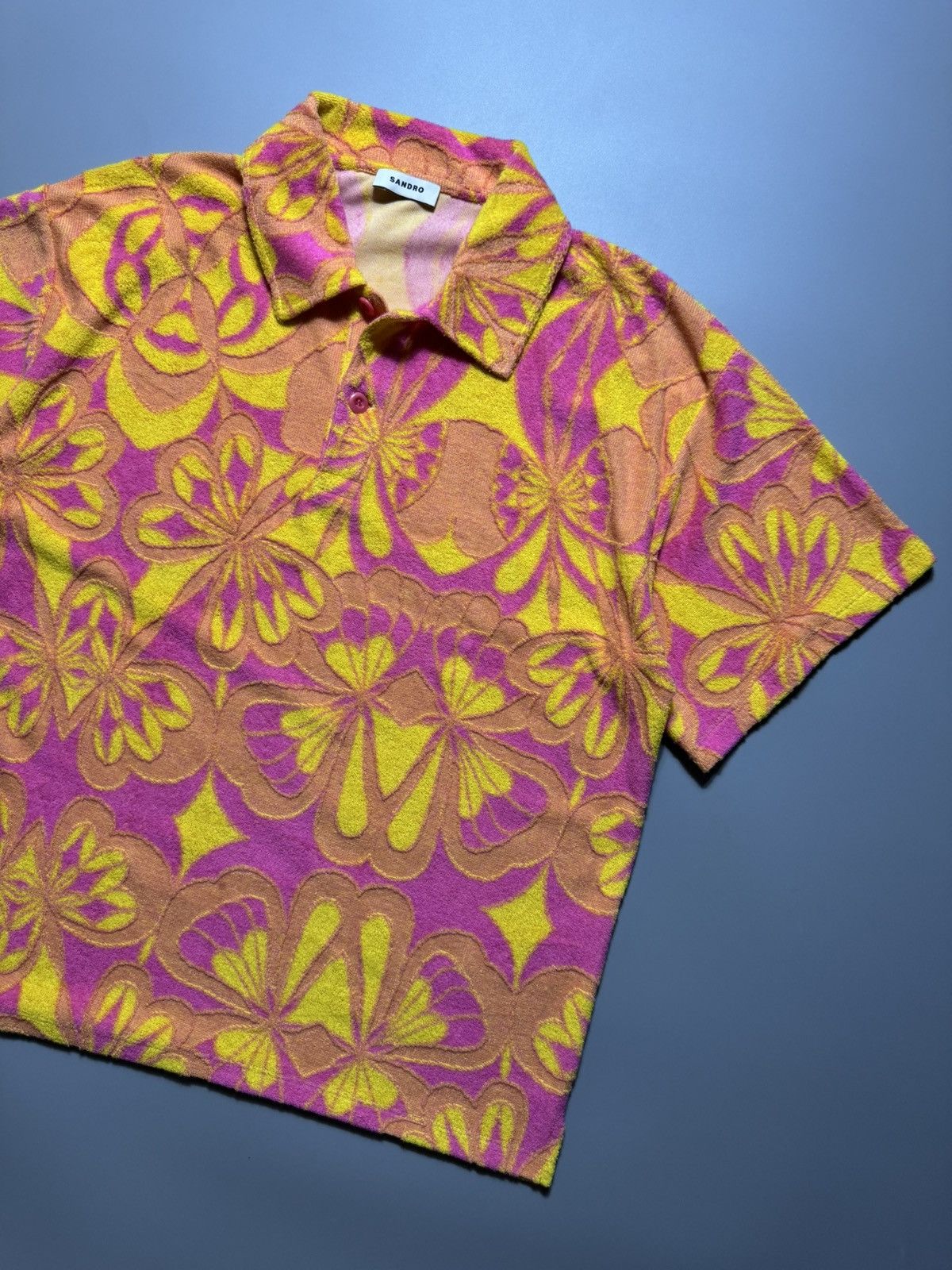 Sandro Sandro - Psychedelic print Terry Polo shirt Size US M / EU 48-50 / 2 - 3 Thumbnail