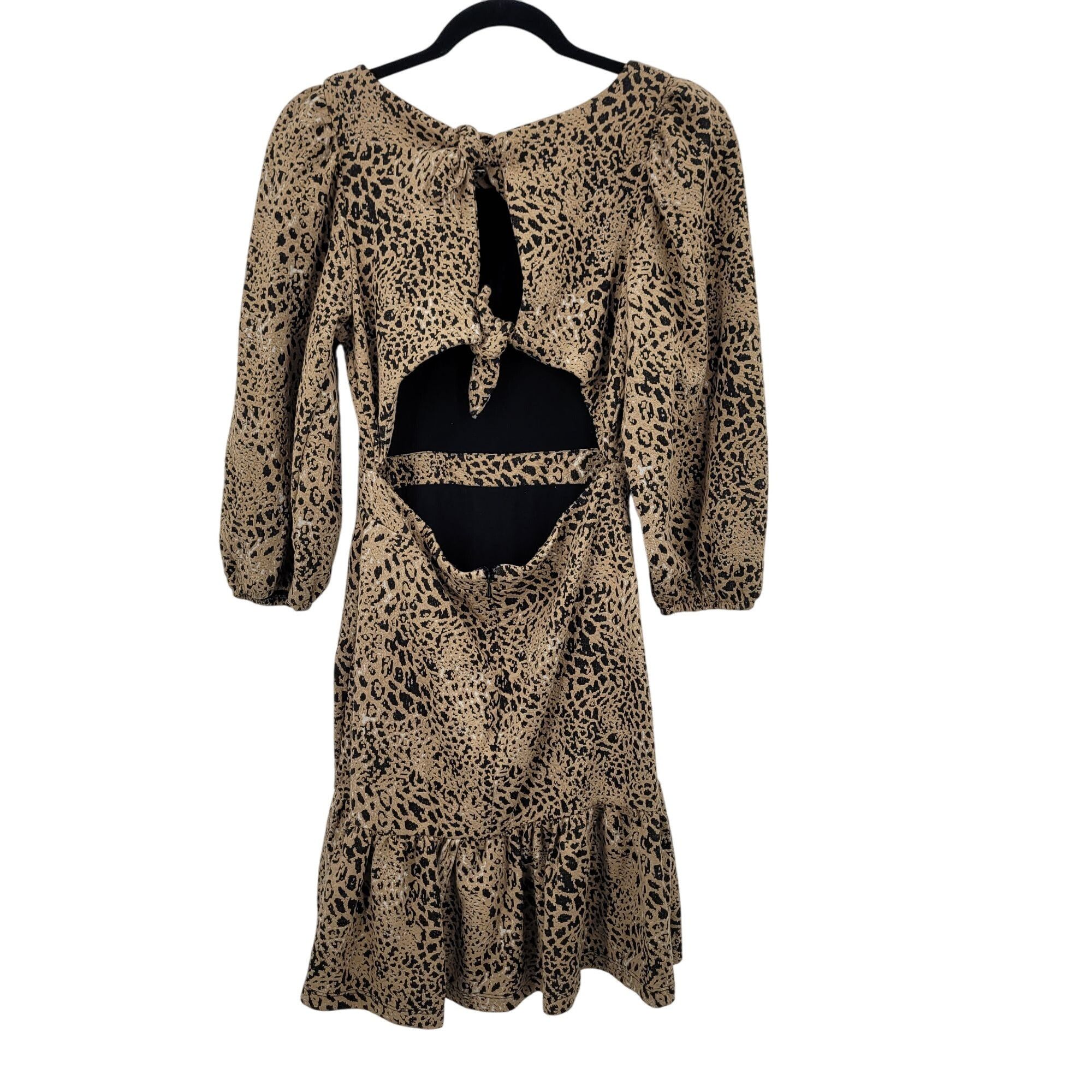 Anthropologie Anthropologie Leopard Cutout Back Mini Dress Sz 6 Puff Sleev Size M / US 6-8 / IT 42-44 - 9 Thumbnail