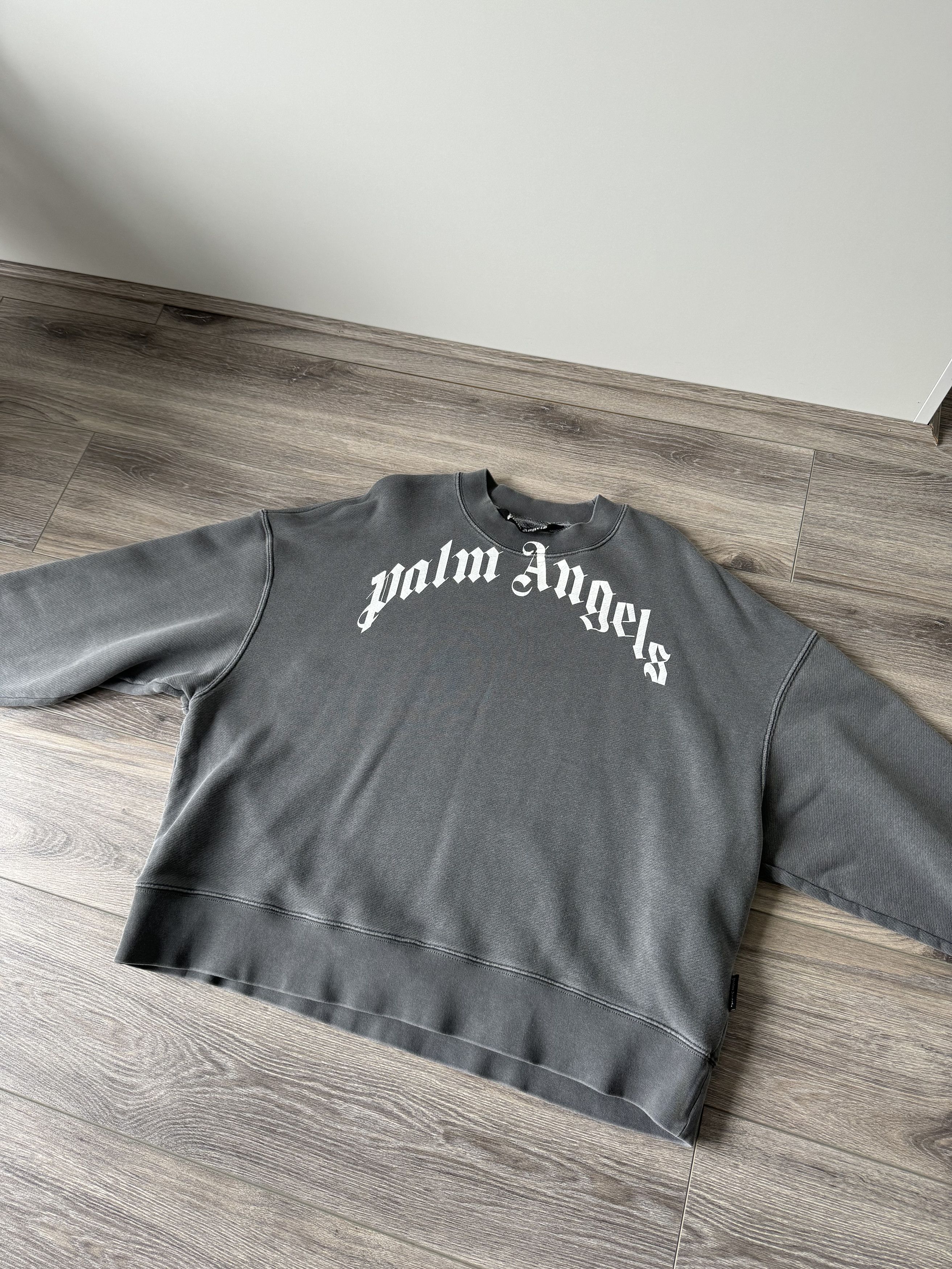 Palm Angels Palm Angels Curved Logo-Print Crewneck Size US M / EU 48-50 / 2 - 1 Thumbnail