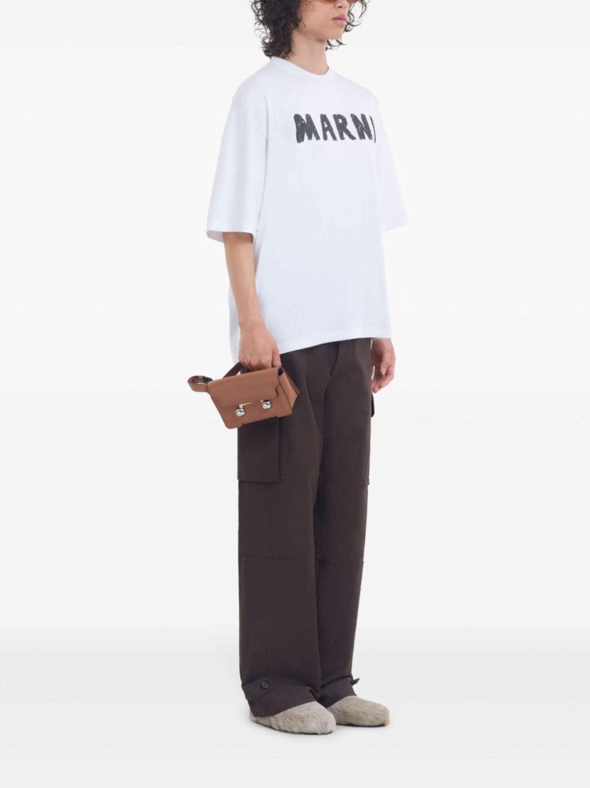 Marni o1f1d3z1125 Marni Logo T-Shirt in White Size US XL / EU 56 / 4 - 2 Thumbnail