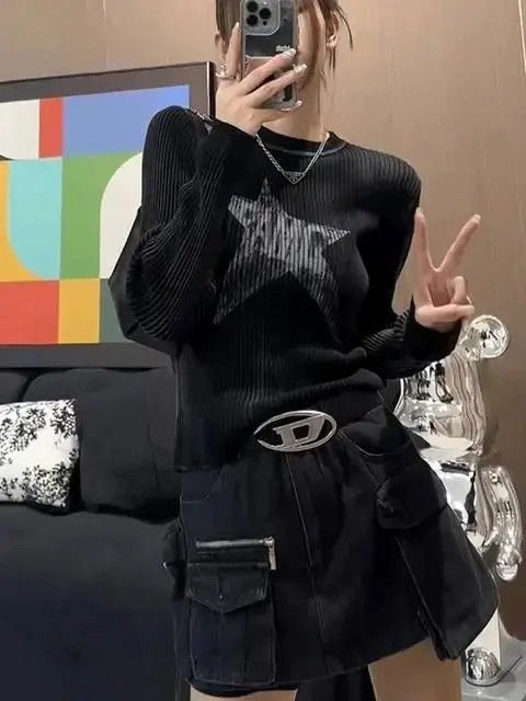 Japanese Brand Women's long sleeve printed ribbed T-shirt Size M / US 6-8 / IT 42-44 - 4 Thumbnail