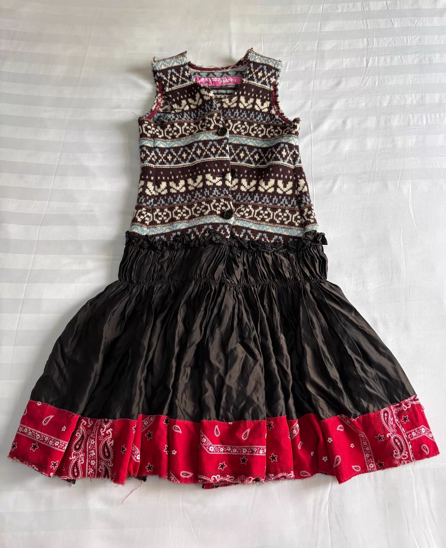 Junya Watanabe Junya Watanabe Vintage Knit Patchwork Pleated Dress M Size M / US 6-8 / IT 42-44 - 2 Thumbnail
