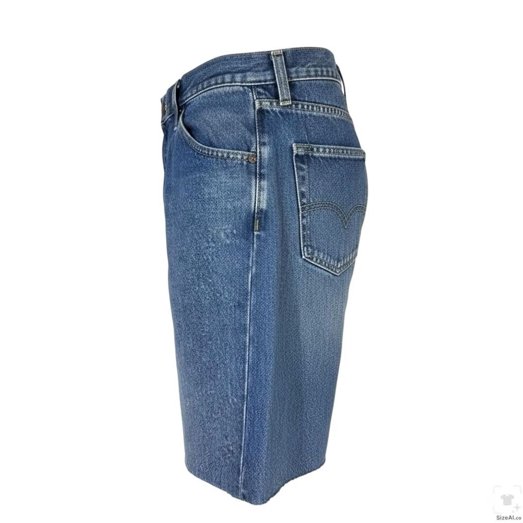 Dickies Dickies Denim Jean Shorts Mens 31 Blue Bermuda Raw Hem Frayed Casual Workwear Denim Shorts Bermuda Baggy 5-Pocket Mens Size US 31 - 2 Thumbnail