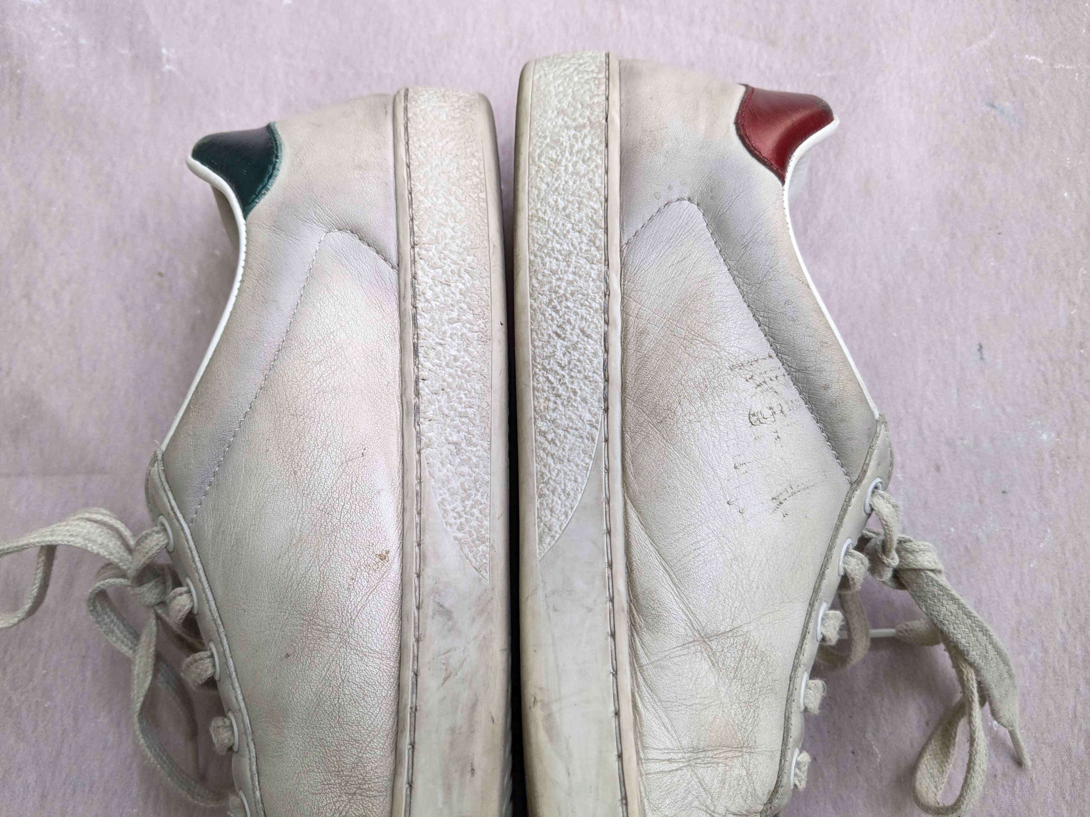 Gucci Gucci Ace Sneakers White 8.5 Distressed Low Tops Leather Size US 8.5 / EU 41-42 - 12 Thumbnail