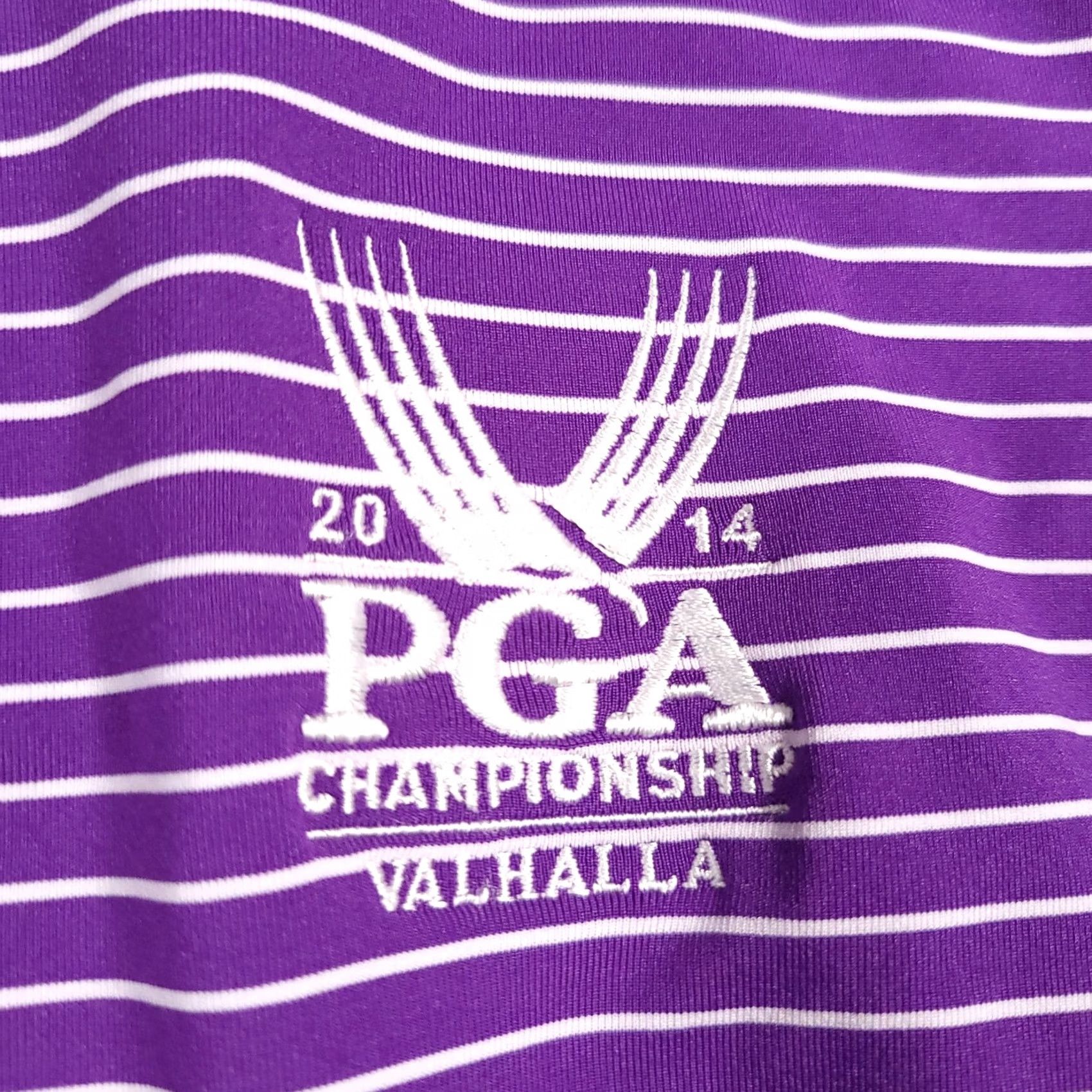 RLX Ralph Lauren RLX Ralph Lauren Womens M 2014 PGA Polo Shirt Purple Striped Short Sleeve Golf Shirt Ladies M Purple Striped Courtesy Size M / US 6-8 / IT 42-44 - 4 Thumbnail