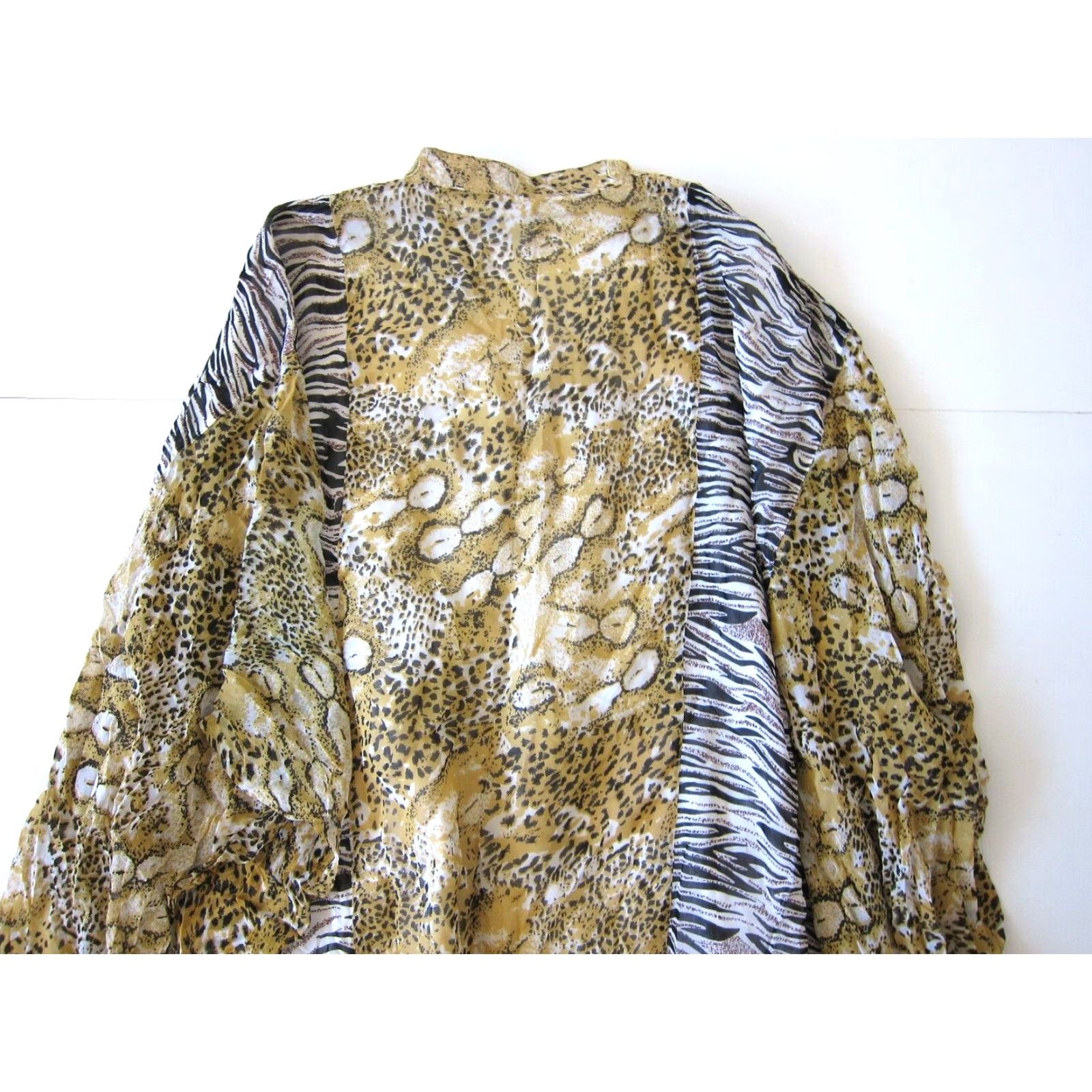 Vintage Ashro 100% Rayon Gold Black Cheetah Zebra Long Maxi Kaftan Maxi Muumuu Dress 2X Size XXL / US 16-18 / IT 52-54 - 6 Thumbnail