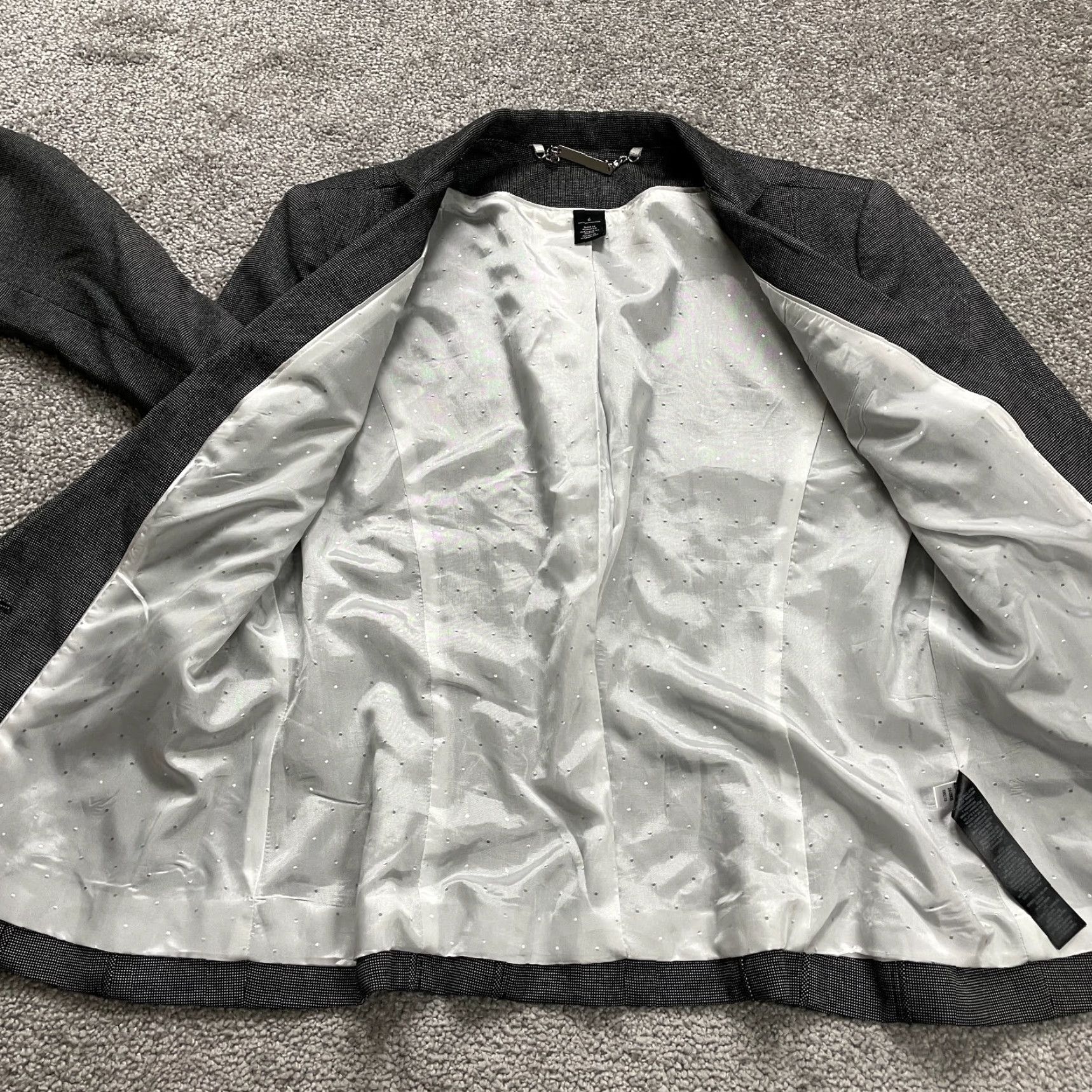 Vintage White House Black Market Blazer Womens Size 6 Gray Notch Lapel Single-Breasted Long Sleeve Size M / US 6-8 / IT 42-44 - 3 Thumbnail