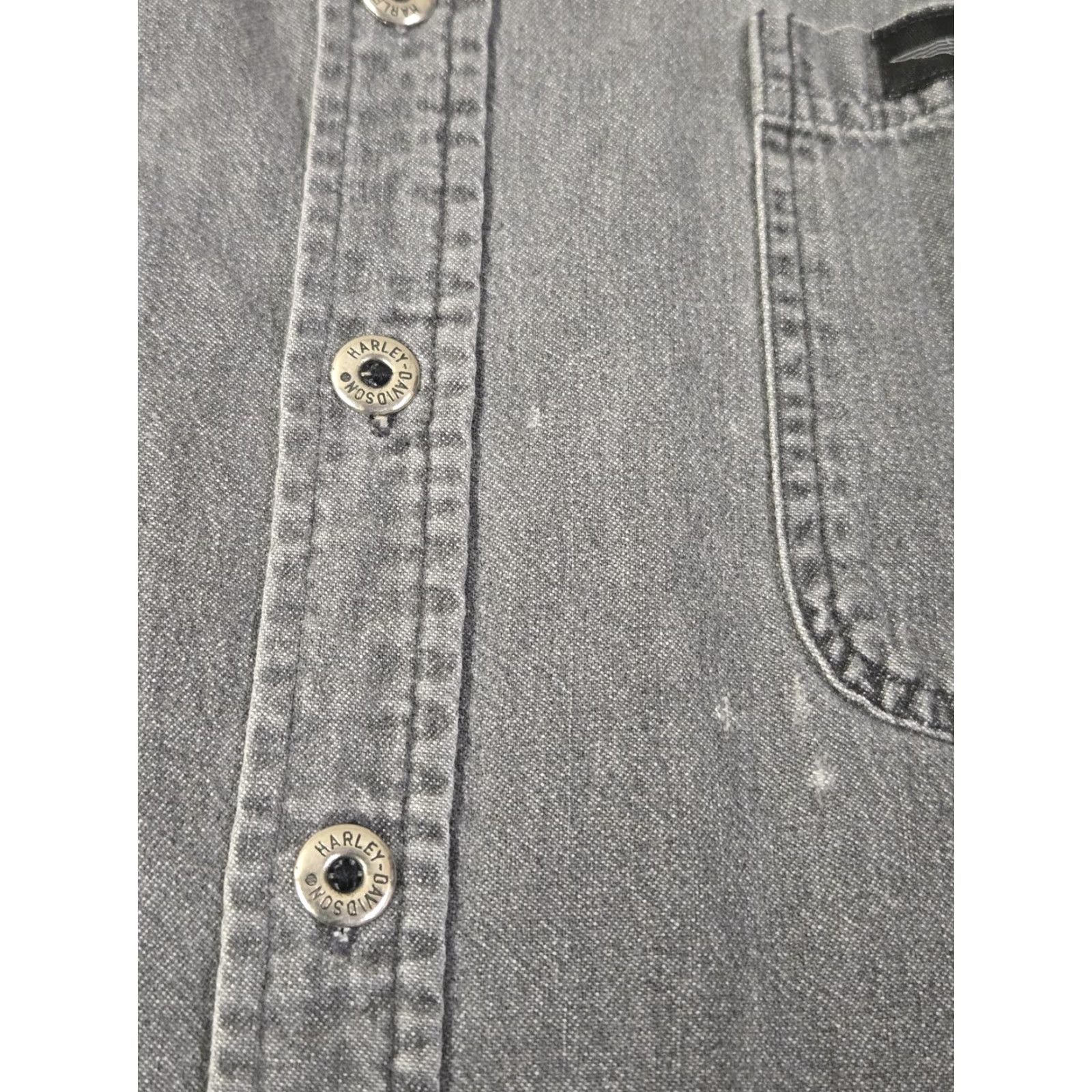 Harley Davidson Harley-Davidson Shirt Mens 2XL Denim Short Sleeve Button Up Biker Blues Pocket Size US XXL / EU 58 / 5 - 3 Thumbnail