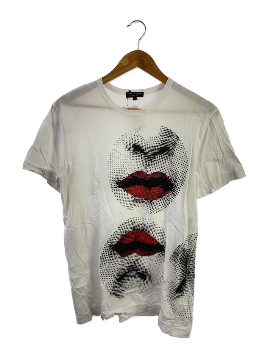 image of Comme Des Garcons x Comme Des Garcons Homme Plus Lips Motif Tee in White, Men's (Size Small)