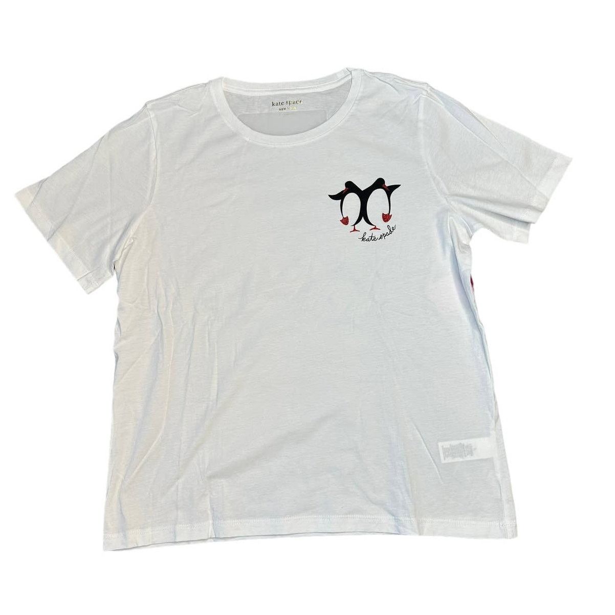 Kate Spade Kate Spade Dancing Penguins Tee Large Fresh White Size L / US 10 / IT 46 - 1 Thumbnail