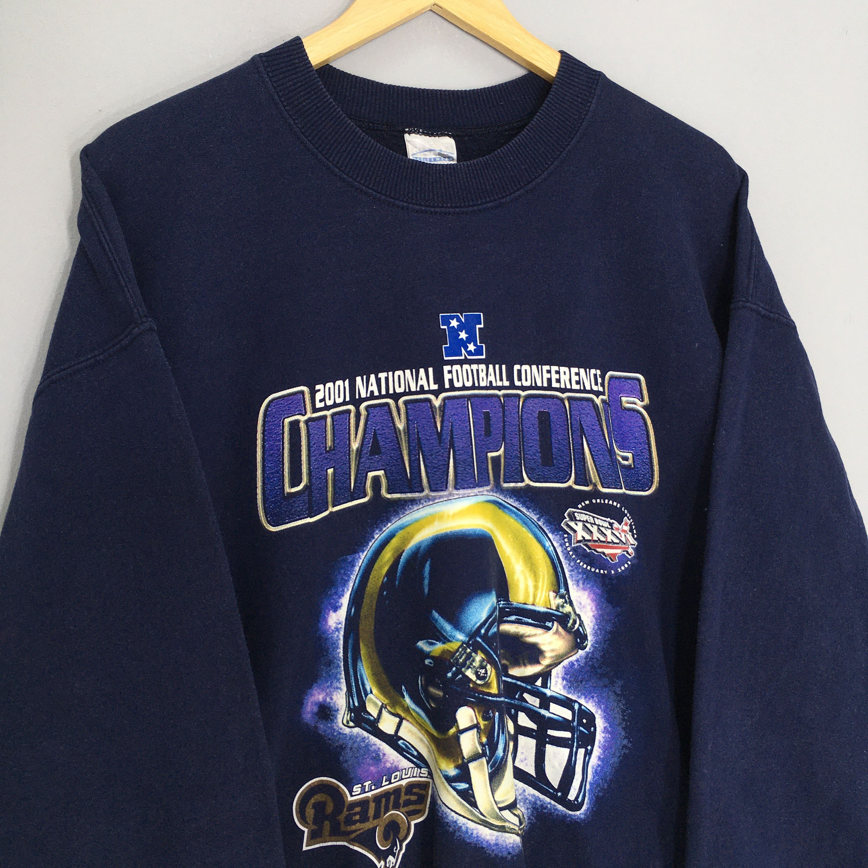 NFL × Vintage Vintage Y2K St Louis Rams Nfl Boxy Sweatshirt Large Size US L / EU 52-54 / 3 - 3 Thumbnail