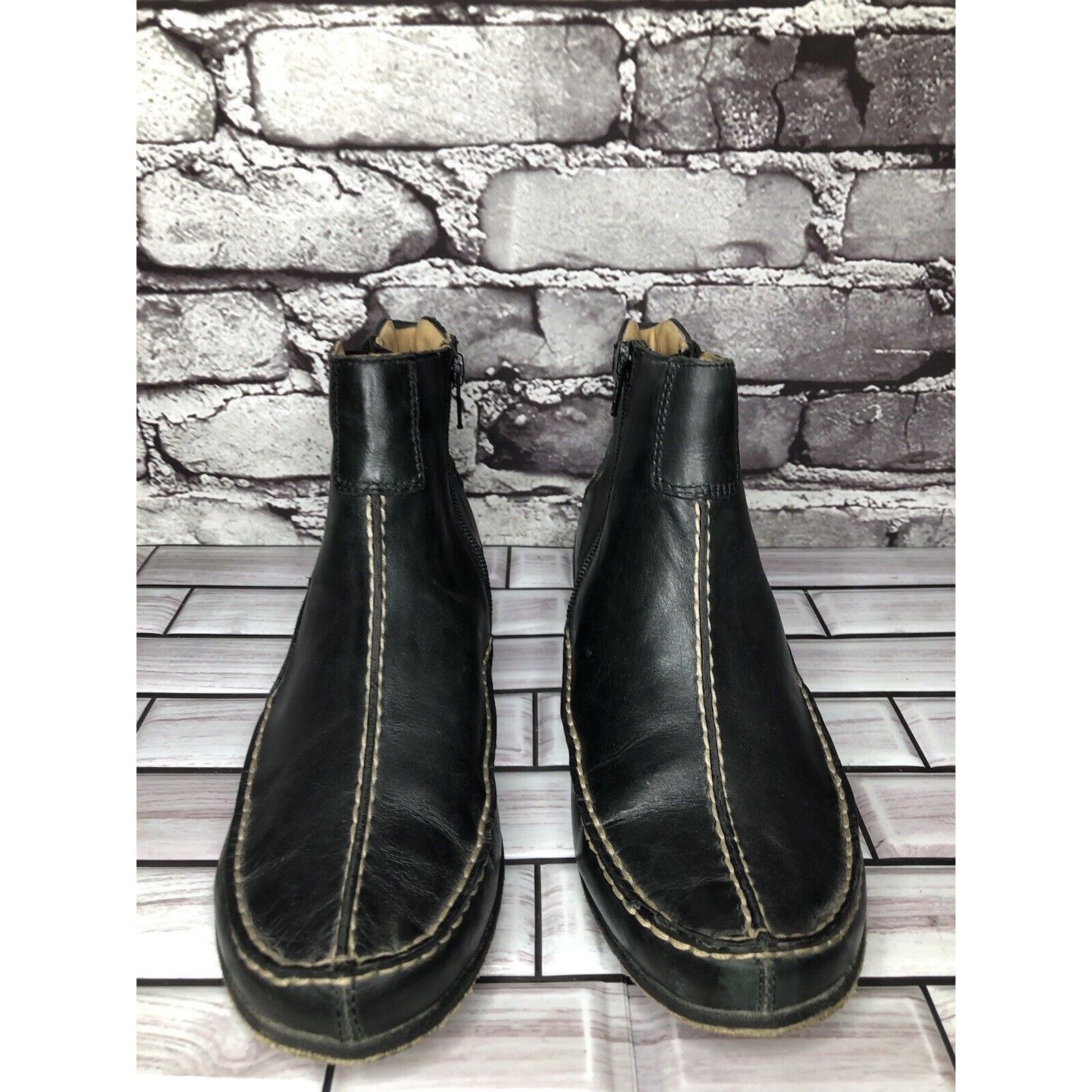Hush Puppies Hush Puppies Black Leather Side Zip Casual Ankle Booties Wom Size US 8.5 / IT 38.5 - 17 Thumbnail