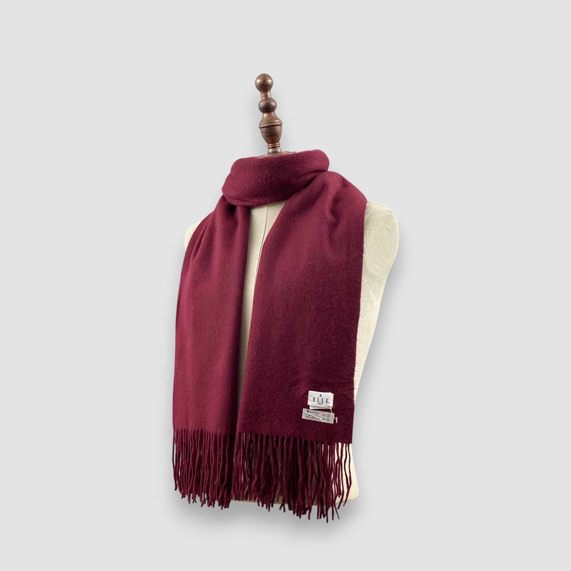 Japanese Brand Vintage Elle Scarf Muffler Wool Shawls Babushka Scarves Size ONE SIZE - 2 Thumbnail