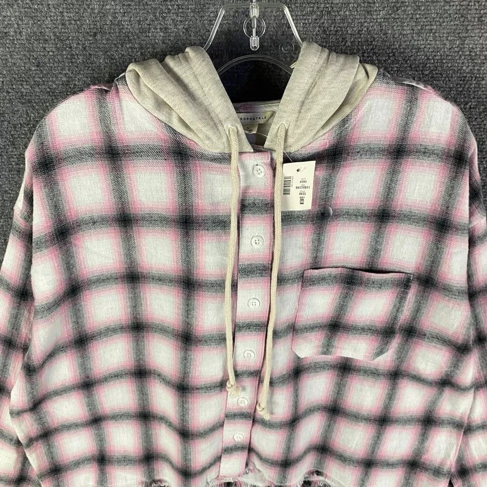 Aeropostale Aeropostale Flannel Top Women's Crop Hooded Cotton NWT M Size M / US 6-8 / IT 42-44 - 2 Thumbnail