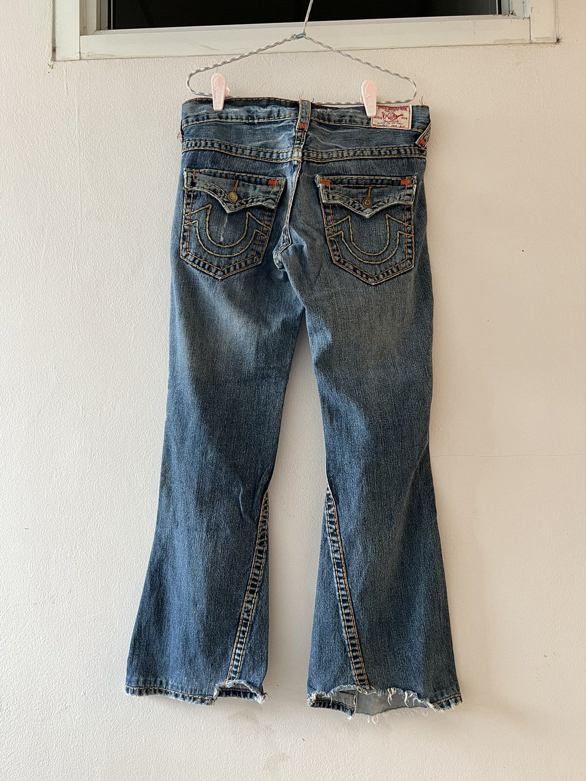 image of Evisu x True Religion Flared Repair Vintage True Religion Bootcut Jeans in Denim, Men's (Size 34)
