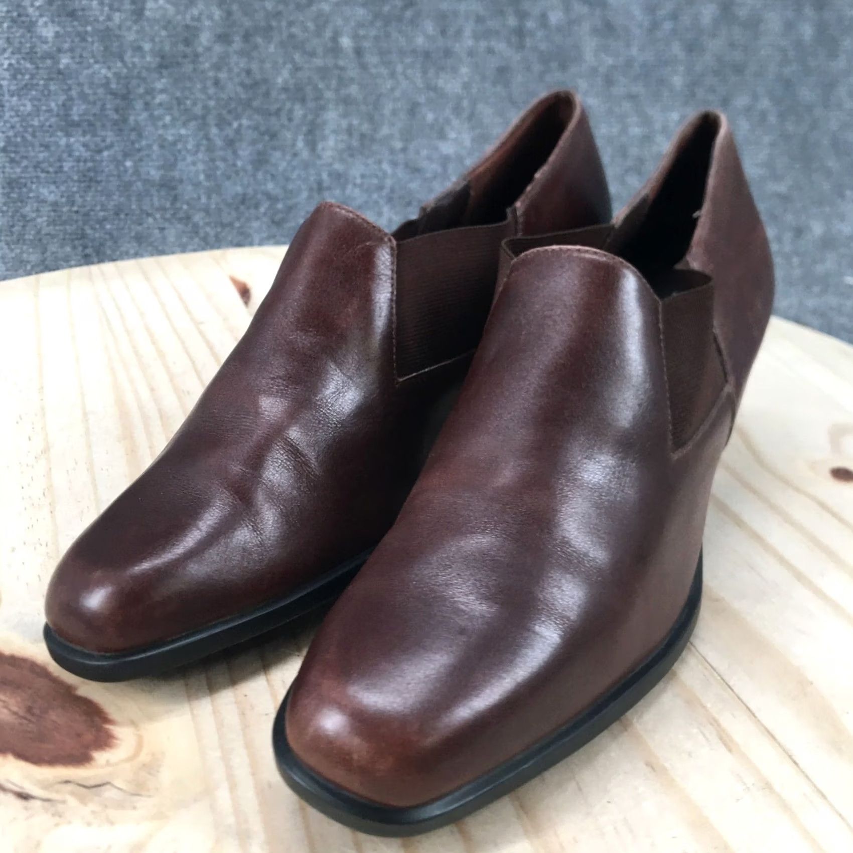 Vintage Aerosoles Boots Womens 8 B Heel An Copter Ankle Booties Brown Leather Block HEEL Casual Shoes Women Size US 8 / IT 38 - 4 Thumbnail