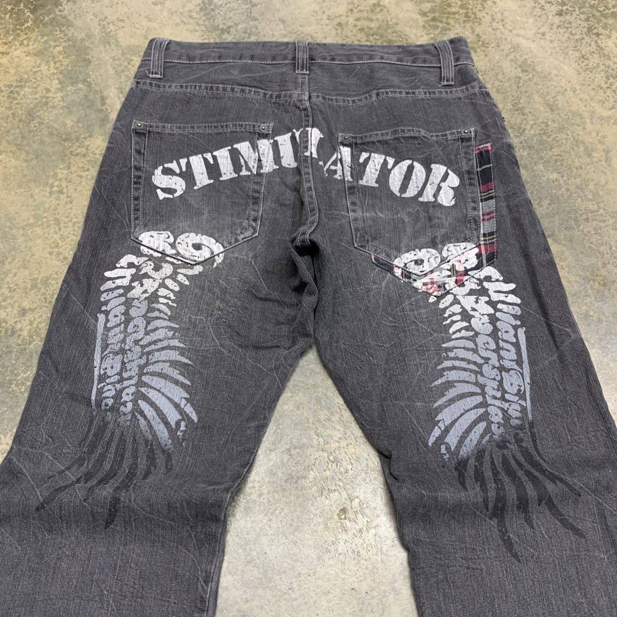 Japanese Brand 🖤 STIMULATOR Distressed Black Washed Jeans Size US 32 / EU 48 - 15 Thumbnail
