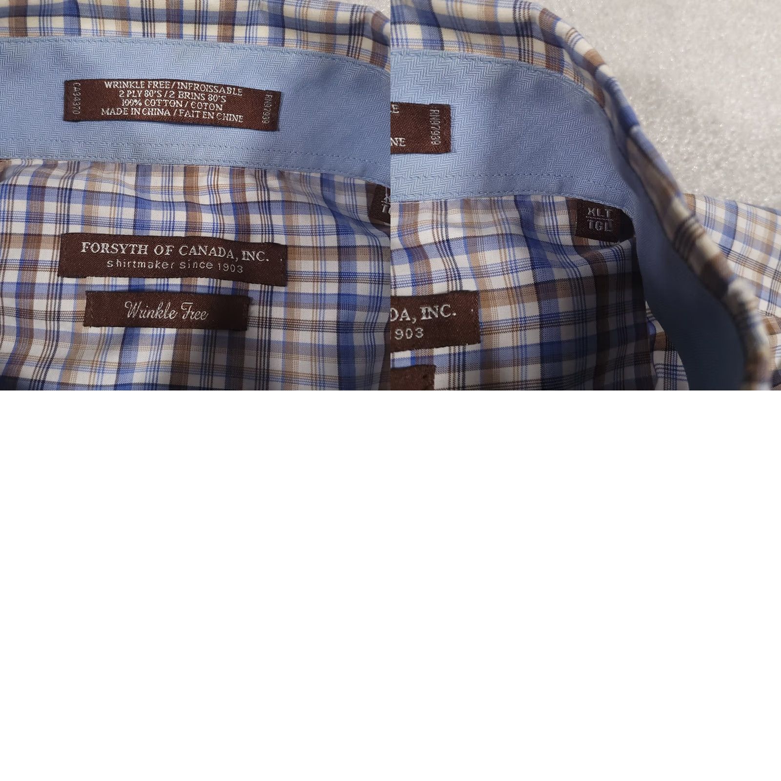 Vintage VINTAGE Forsyth of Canada Button Up Shirt Mens XLT Check Wrinkle Free 2 Ply 80's Size US XL / EU 56 / 4 - 9 Thumbnail