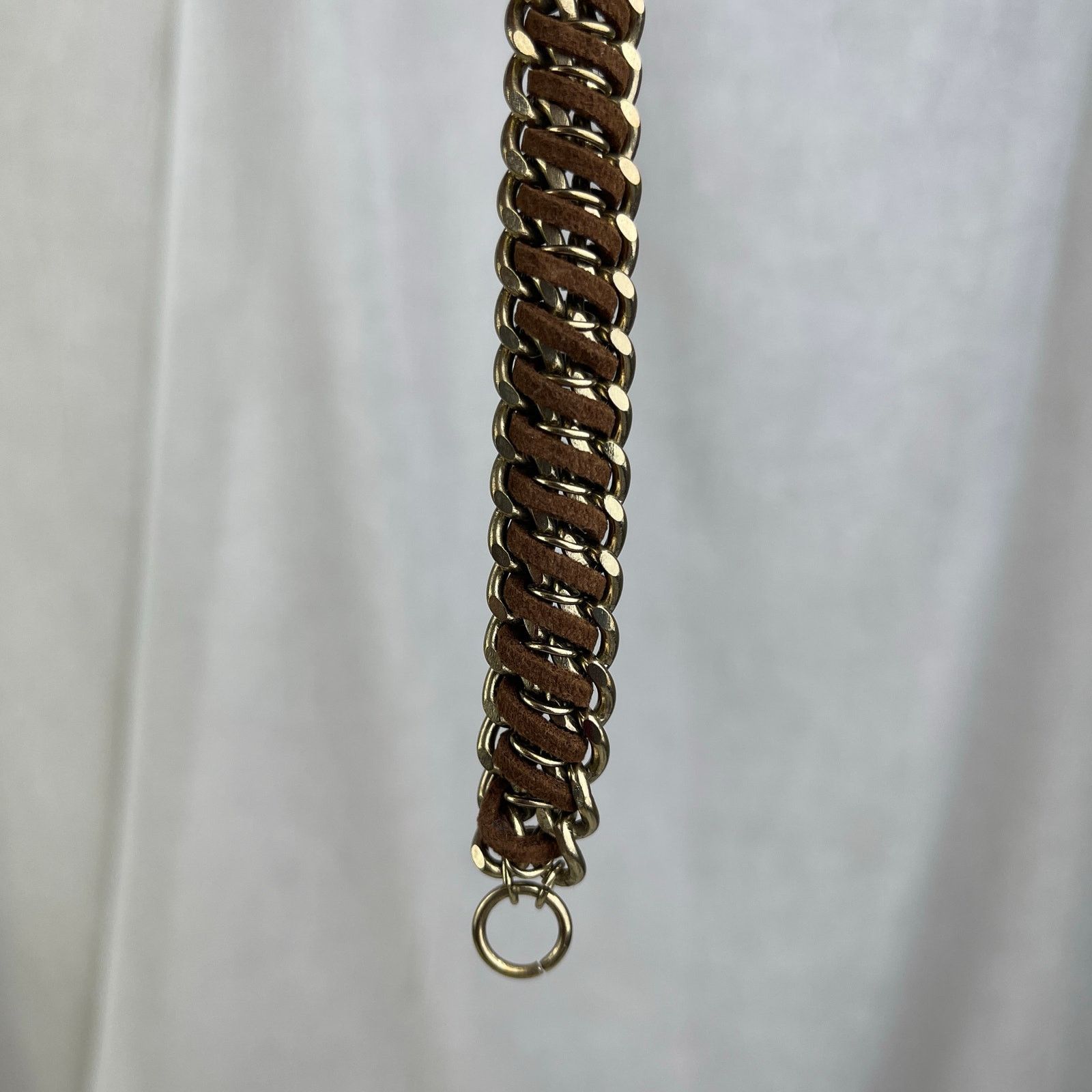 Other Gold Chunky Chain Bracelet Brown Braided Faux Leather NWOT Size ONE SIZE - 24 Thumbnail