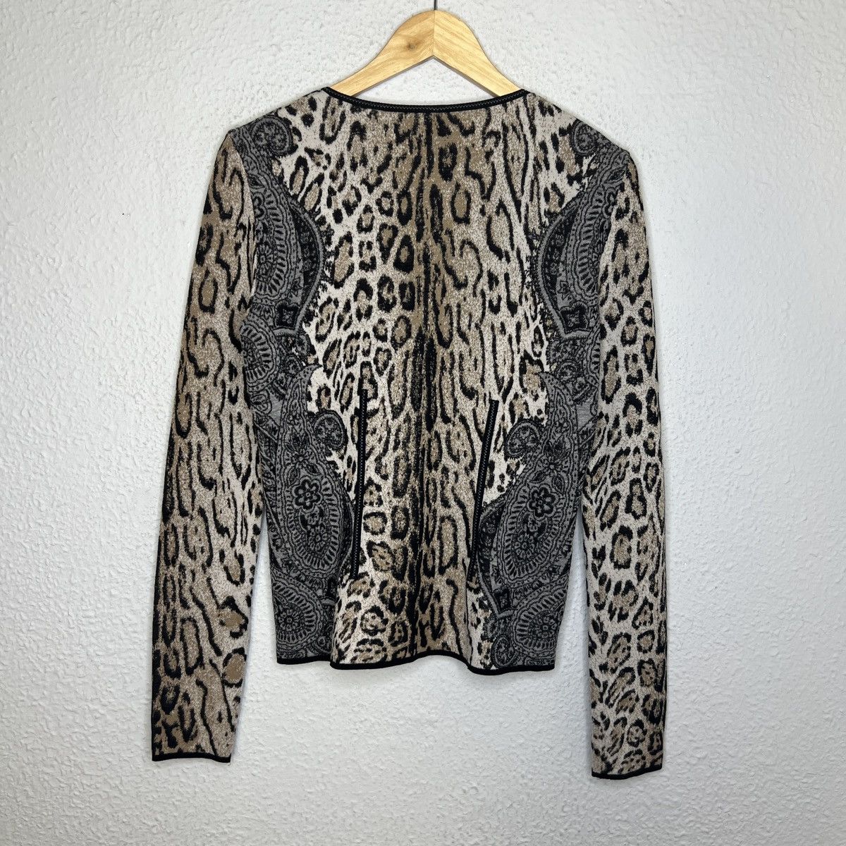 Designer Marc Cain Zip Cardigan Wool Sweater Jacket Jumper Leopard Size M / US 6-8 / IT 42-44 - 8 Thumbnail