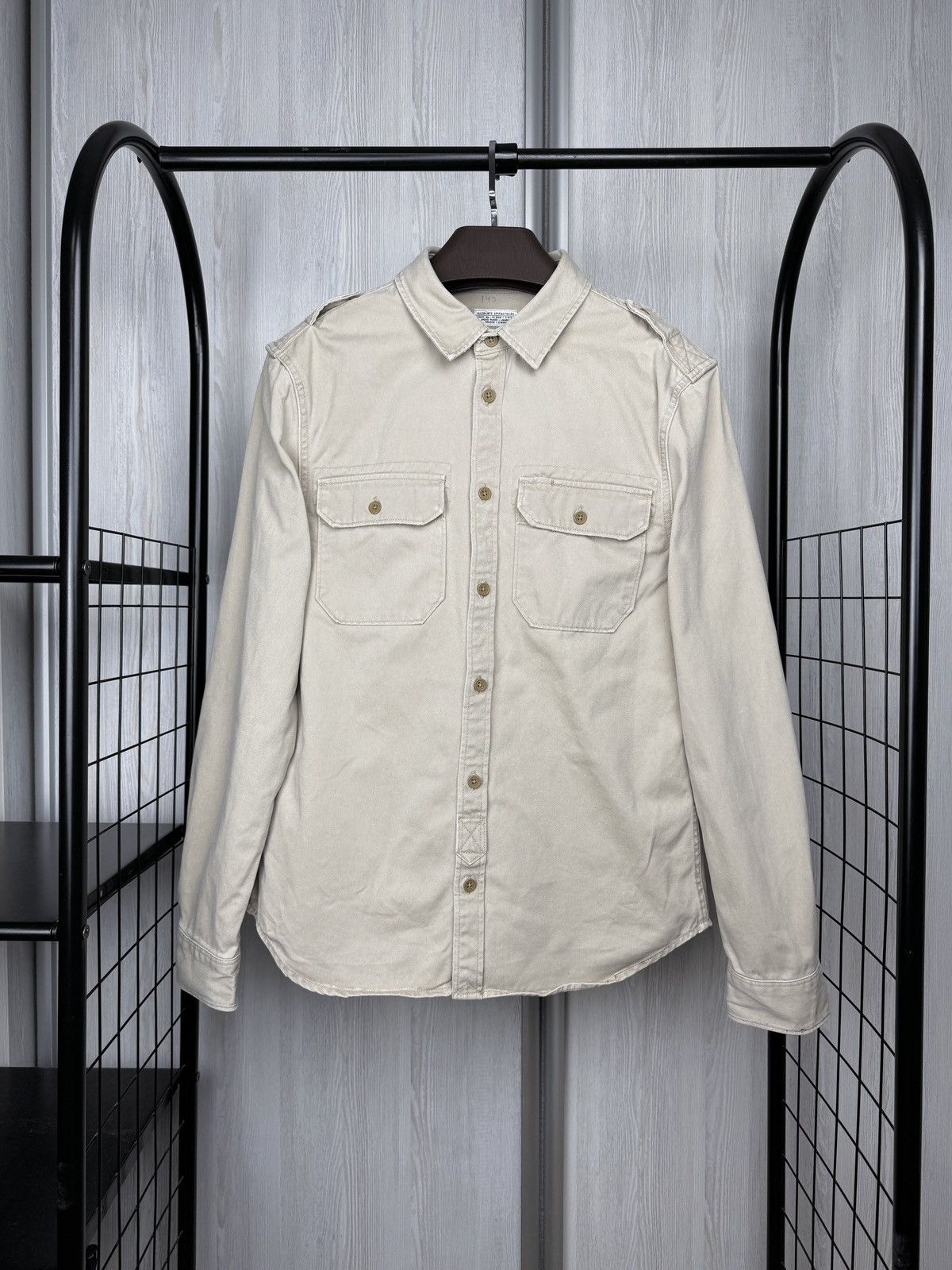 Allsaints Allsaints Spitalfields Cotton Beige Button Up Convoy Shirt L Size US L / EU 52-54 / 3 - 1 Thumbnail