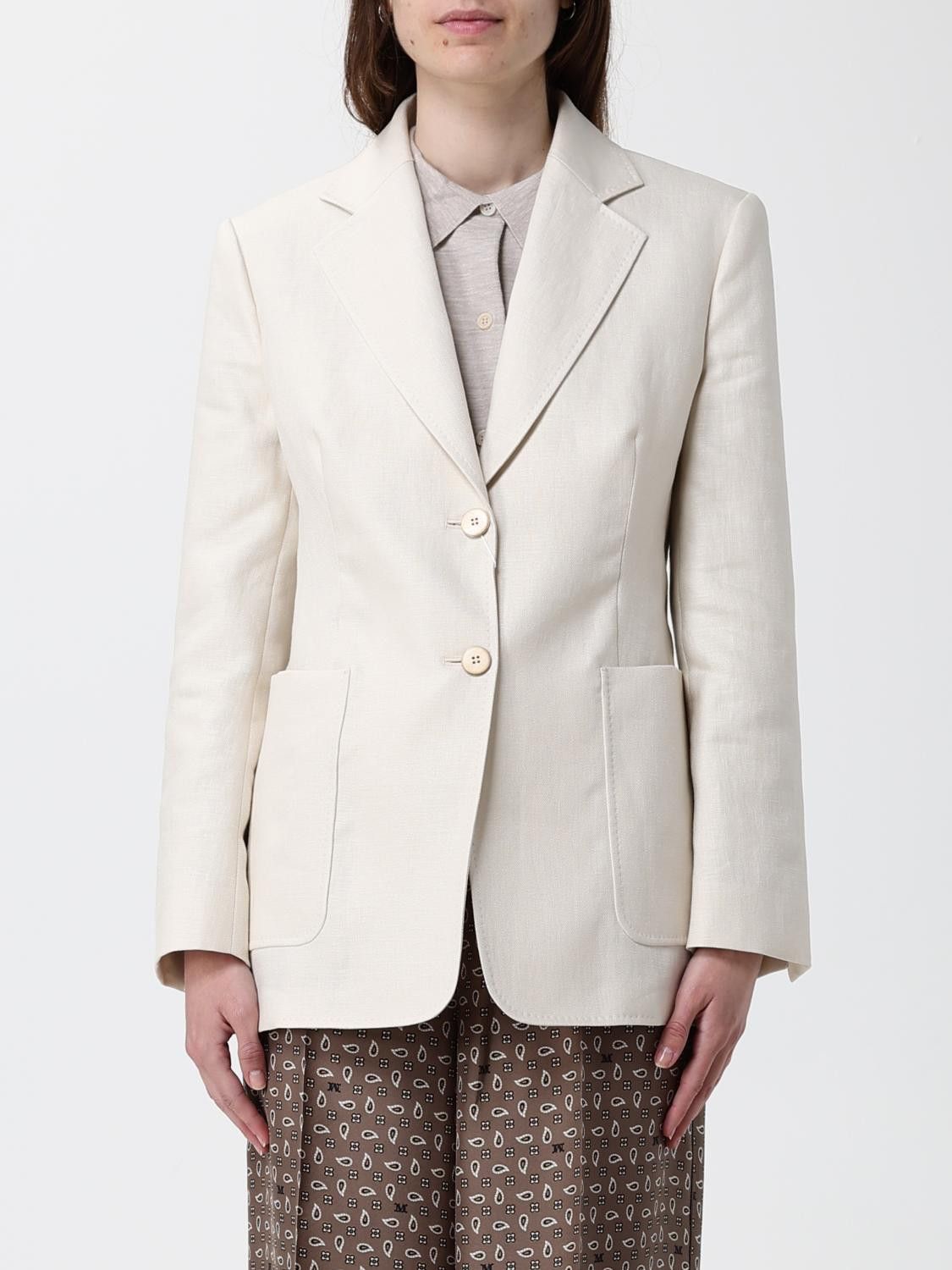 Max Mara Max Mara Jacket Woman Natural Size L / US 10 / IT 46 - 1 Thumbnail