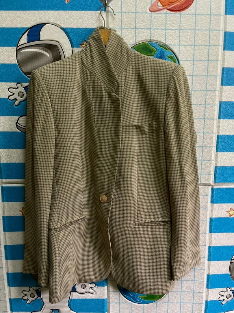 Emporio Armani VINTAGE 90s Emporio Armani Houndstooth Blazer Jacket IT 40 Size S / US 4 / IT 40 - 1 Thumbnail