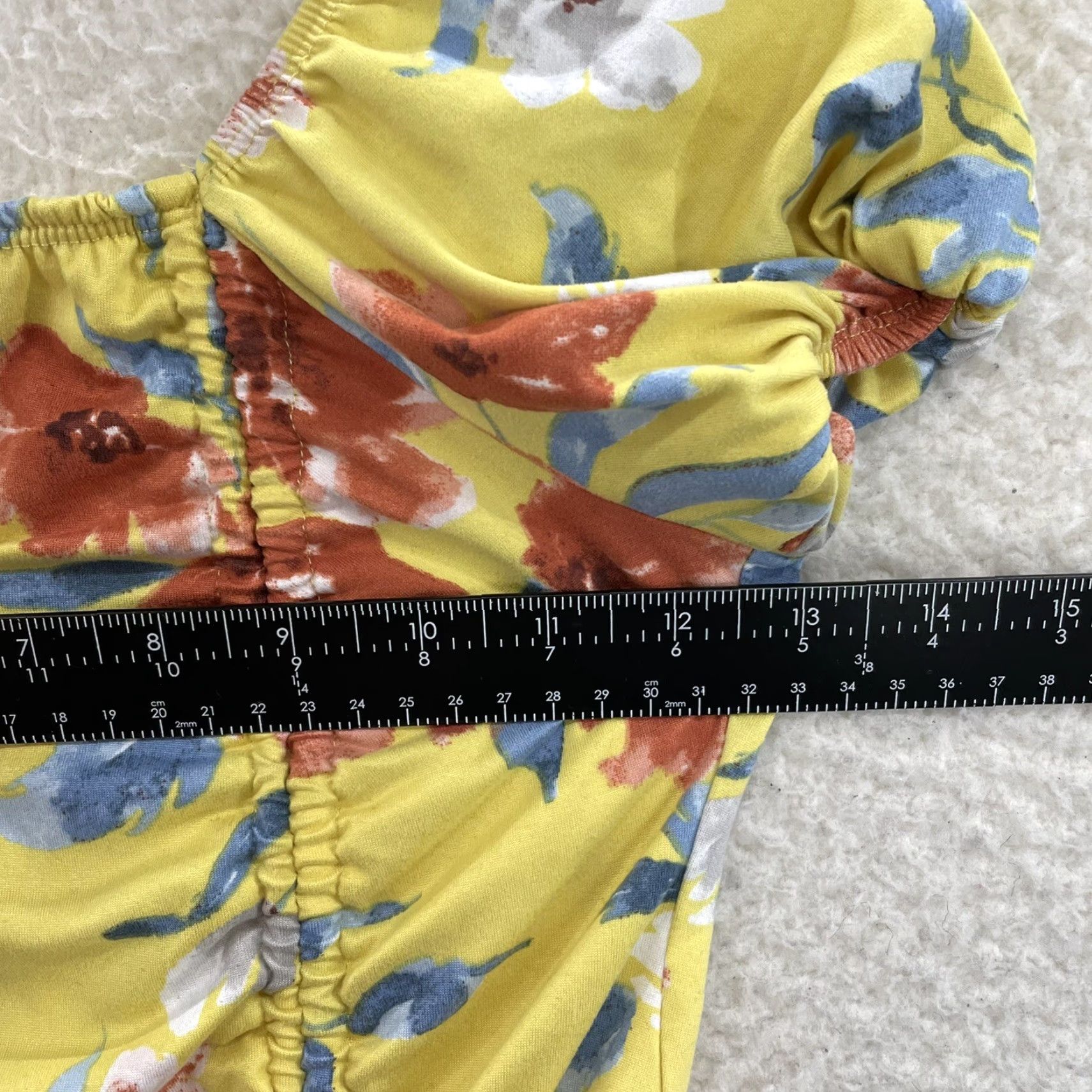 destin VINTAGE 90s Y2K Destiny Crop Top Shirt XS Women Yellow Floral Tropical Hawaiian Cap Sleeve Size XS / US 0-2 / IT 36-38 - 5 Thumbnail