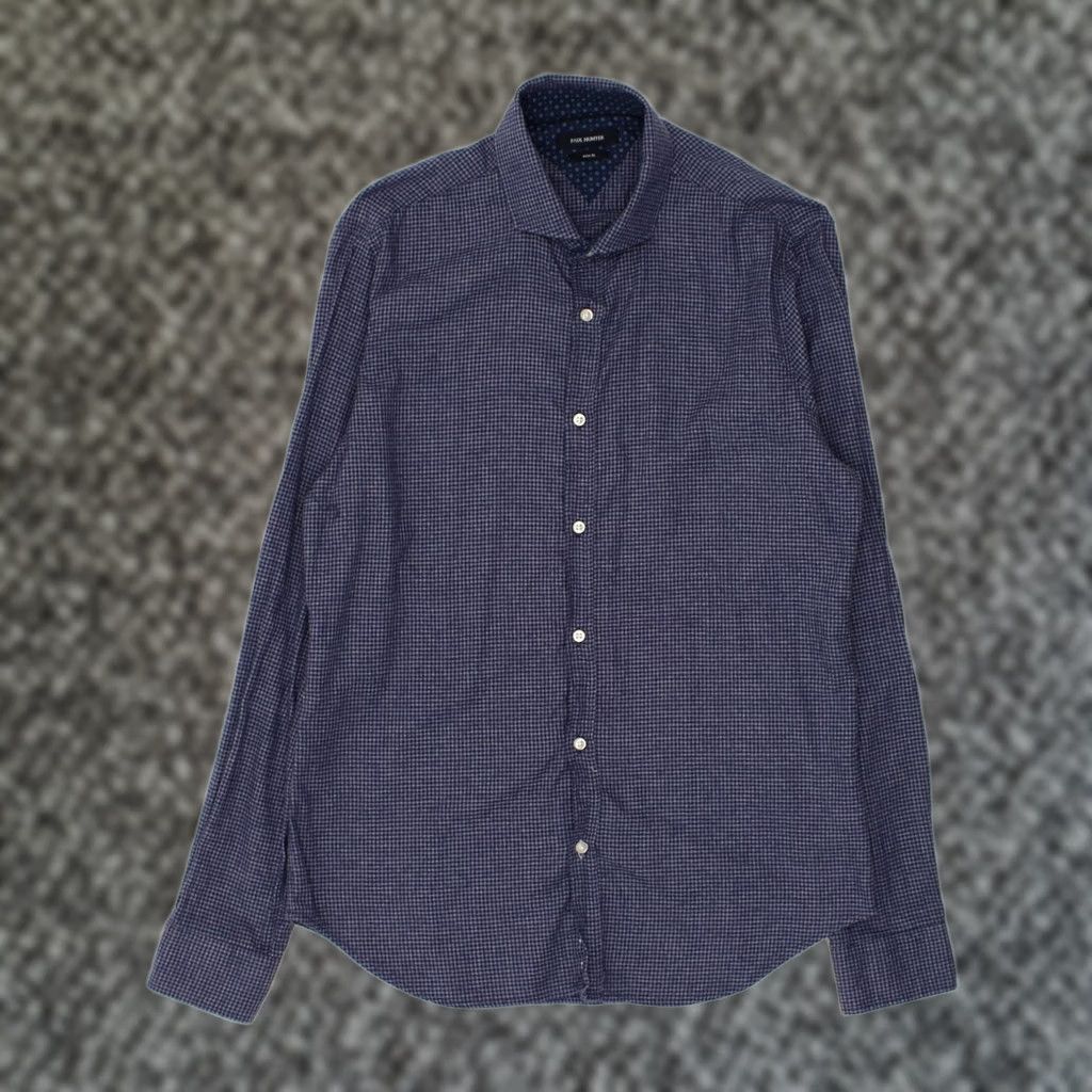 Vintage VINTAGE Mens Shirt Medium Navy Blue Gingham Cotton Slim Fit Size US M / EU 48-50 / 2 - 1 Thumbnail