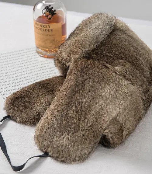 VIBE Unisex Genuine Sheepskin Real Rabbit Fur Hats Size ONE SIZE - 5 Thumbnail