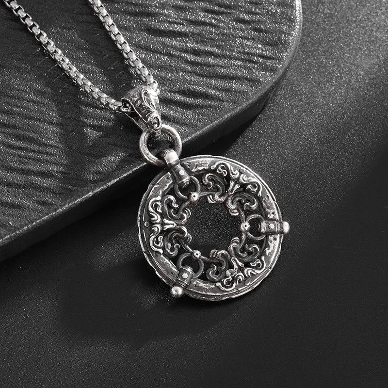 Jewelry Retro Hollow Circular Pattern Pendant Necklace Size ONE SIZE - 3 Thumbnail