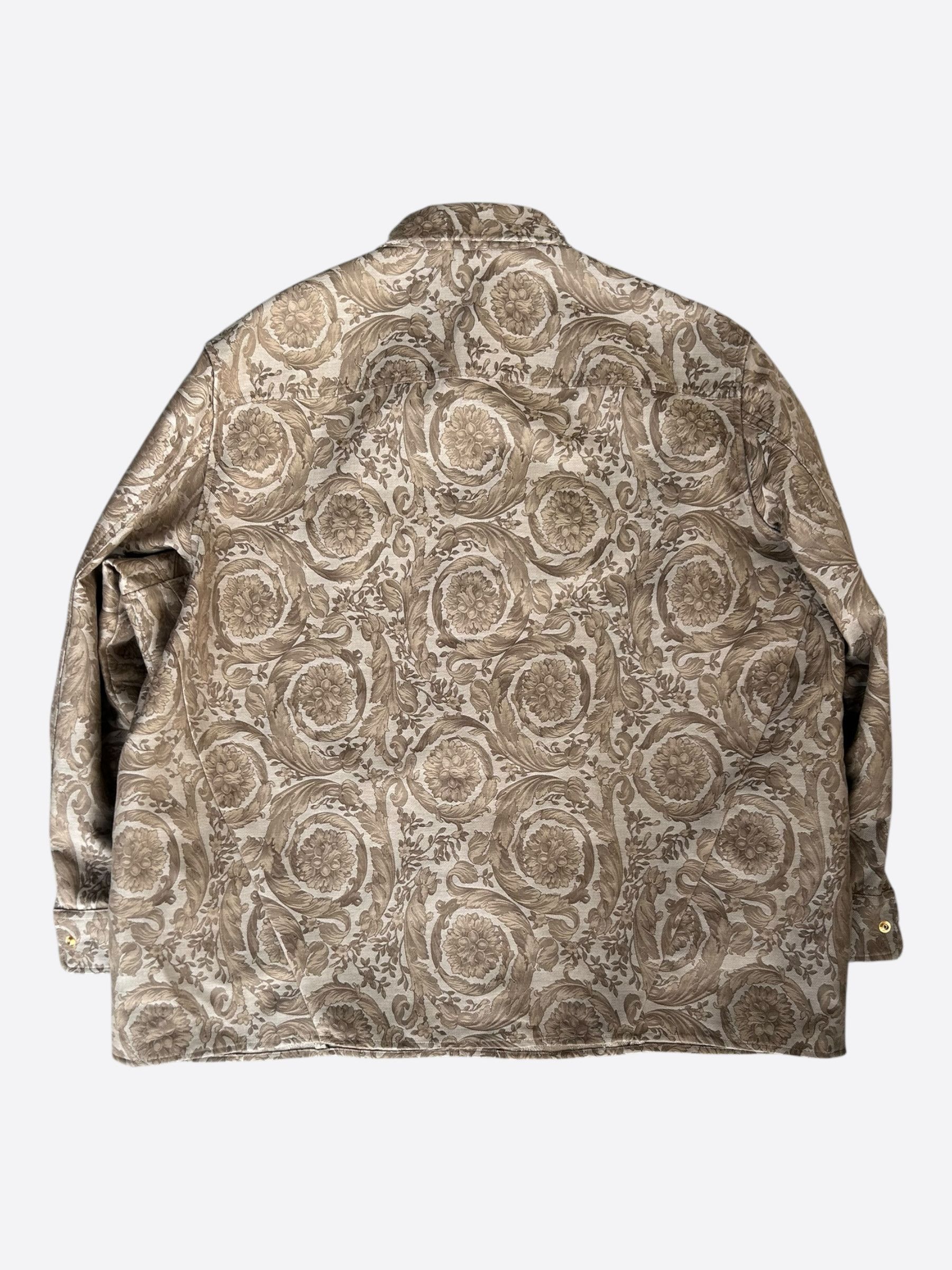 Versace Versace Brown Barocco Jacquard Overshirt Size US XXL / EU 58 / 5 - 2 Thumbnail