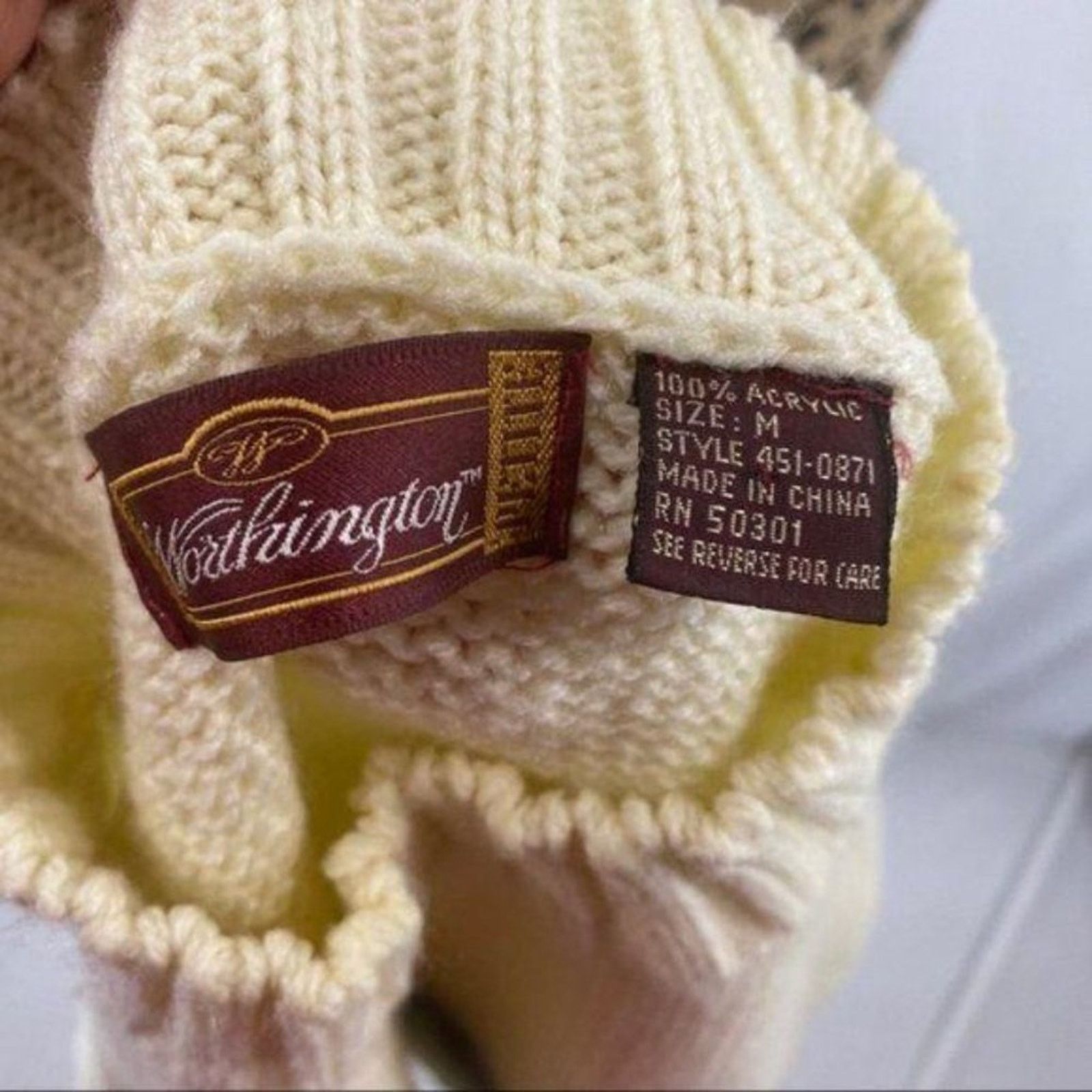 Worthington Vintage Worthington Womens Sweater Floral Cream Medium Size M / US 6-8 / IT 42-44 - 6 Thumbnail