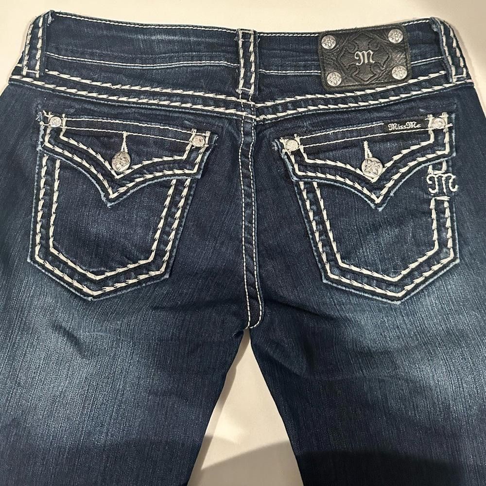 Designer Miss Me Denim Loose Saddle Stitch Border Skinny Jeans 29 Size 29" - 7 Thumbnail