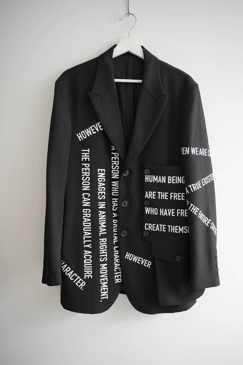 Yohji Yamamoto Yohji Yamamoto Black Suit with Messages from Yohji Yamamot Size US S / EU 44-46 / 1 - 1 Thumbnail
