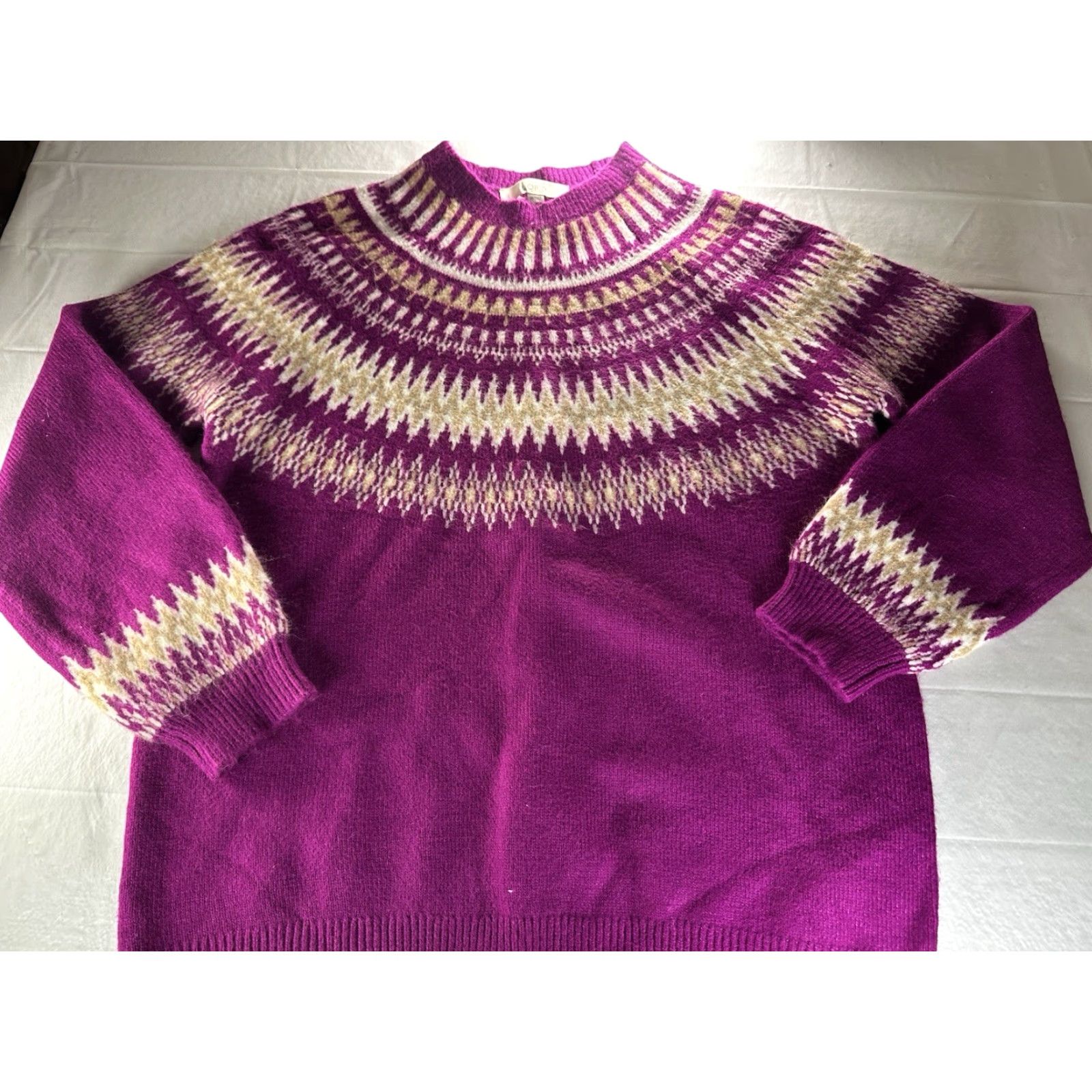 Loft LOFT Pink Multi Color Fair Isle Mock Neck Sweater Womens XL Pullover Knit Size XL / US 12-14 / IT 48-50 - 4 Thumbnail