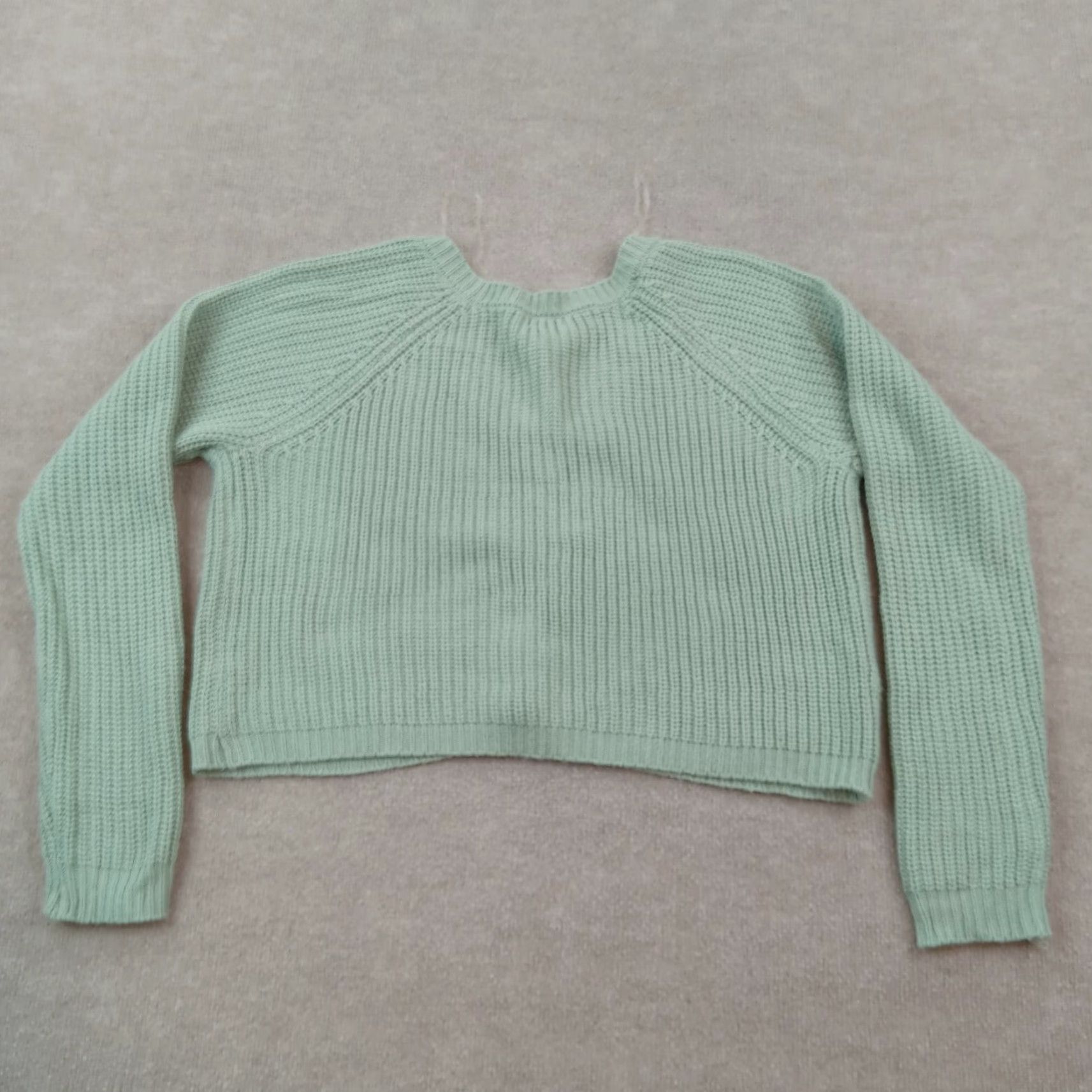 Vintage J For Justify Sweater Womens Large Green Cropped V-Neck Pullover Casual Size L / US 10 / IT 46 - 7 Thumbnail
