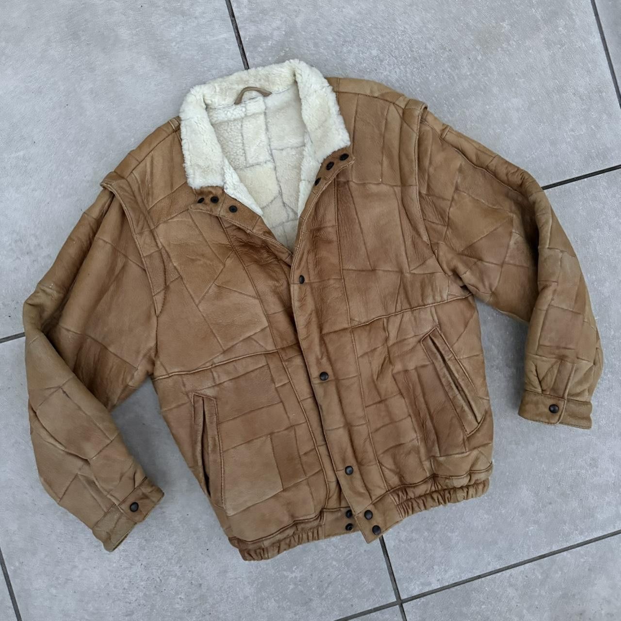 Vintage Vintage Real Leather Jacket Retro 90s Brown Sherpa Size US L / EU 52-54 / 3 - 2 Thumbnail
