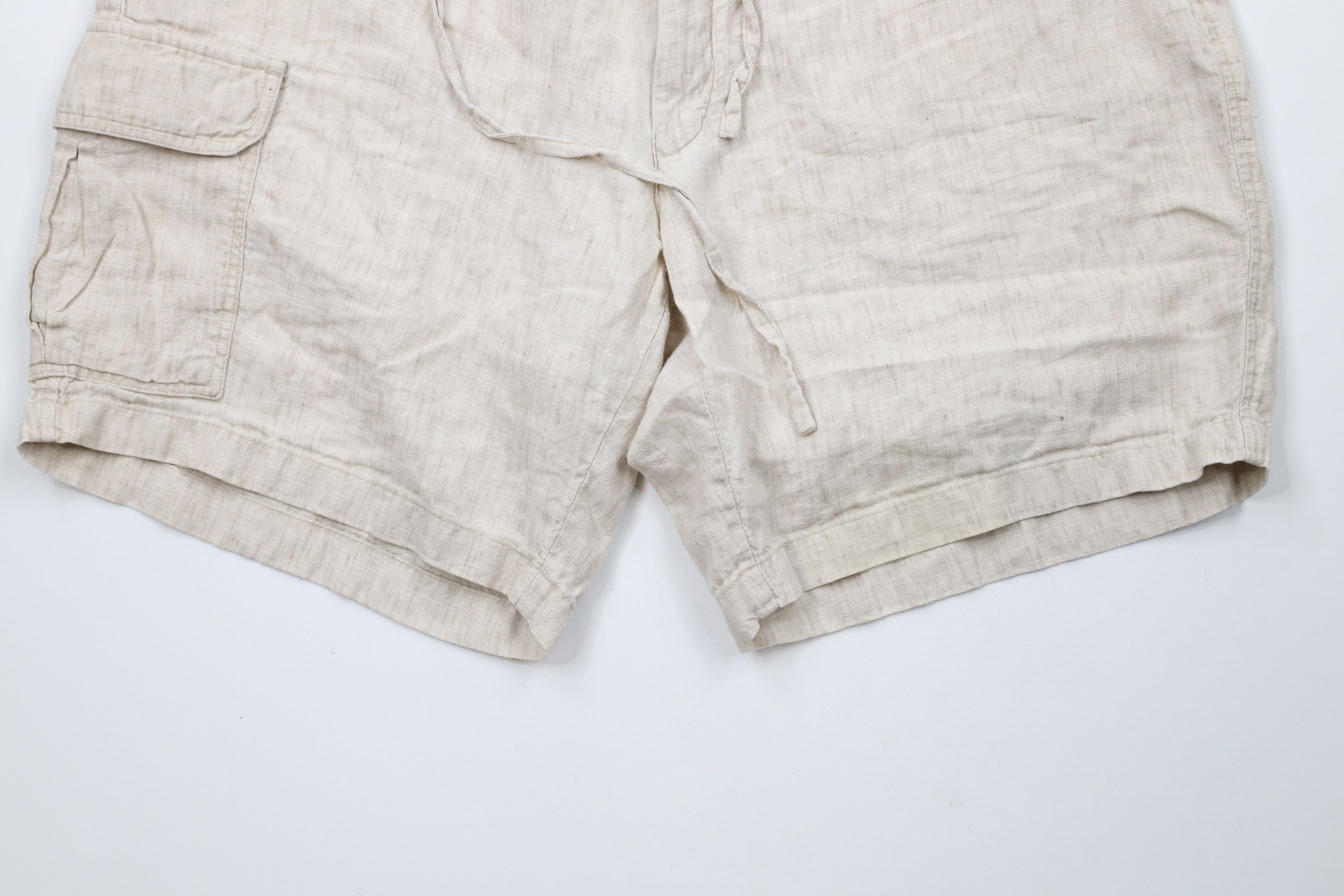 Vintage Vintage 90s Streetwear Linen Harem Beach Cargo Shorts Beige Size US 36 / EU 52 - 4 Thumbnail