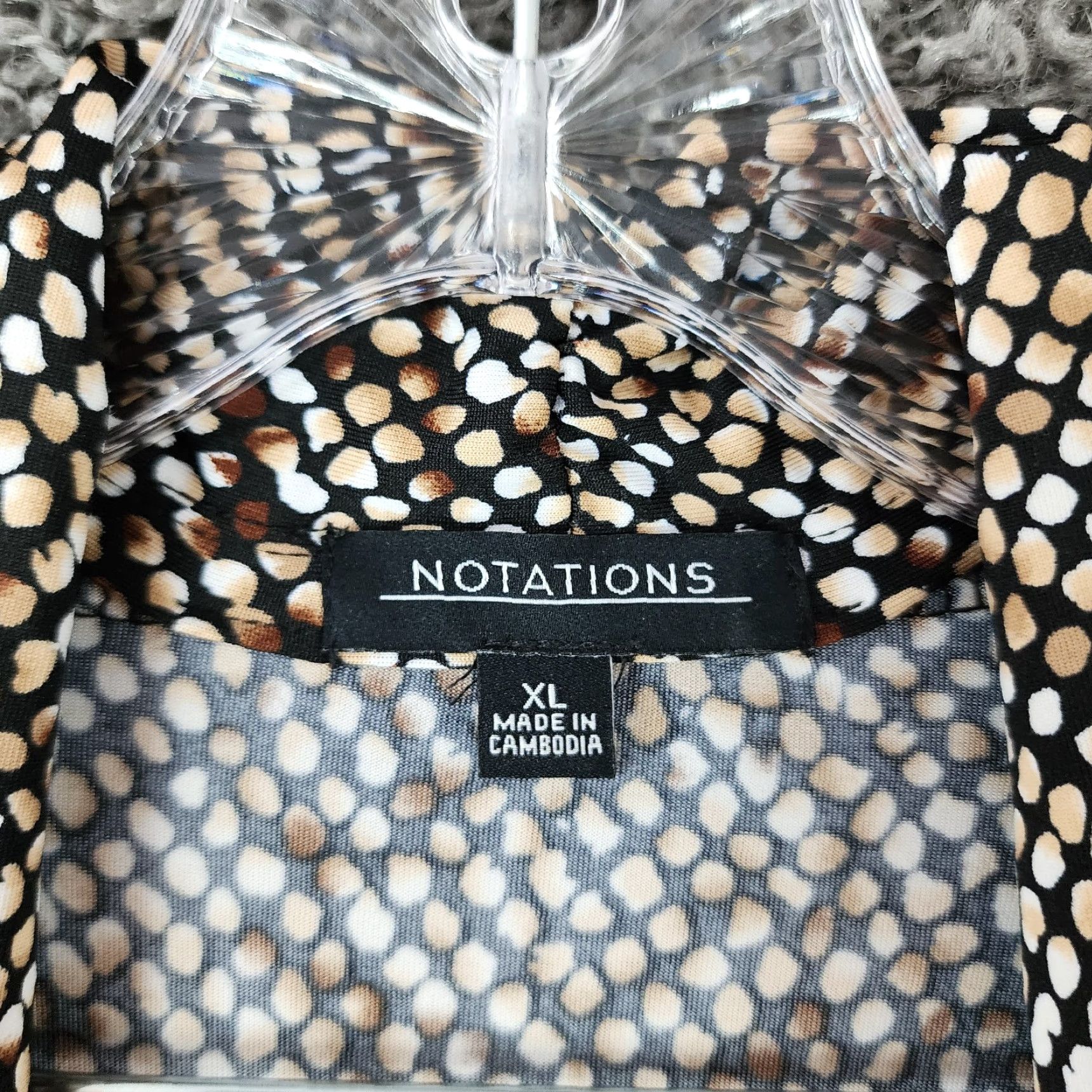 Vintage Notations Blouse Women Long Sleeve XL Brown Spotted Dress Shirt Womens XL Brown Spotted Blouse Size XL / US 12-14 / IT 48-50 - 4 Thumbnail