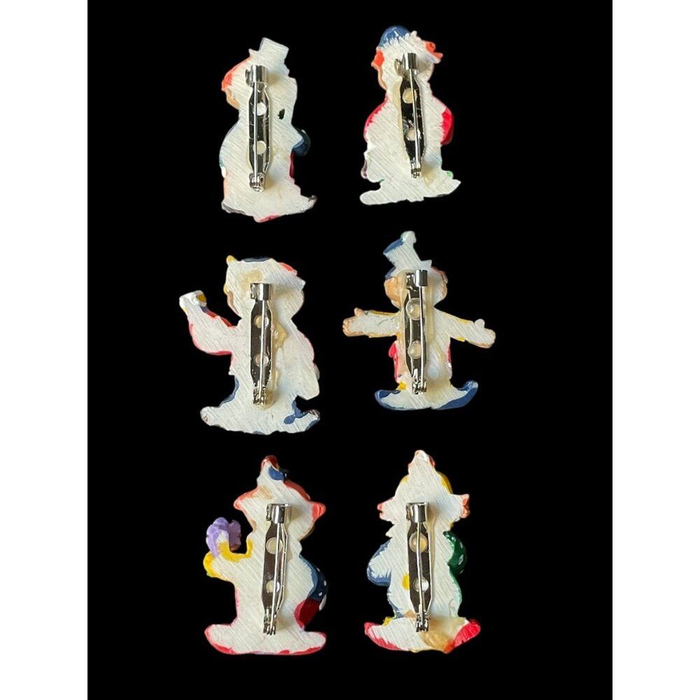 Jewelry Vintage Set of 6 Clown Brooch Pins Size ONE SIZE - 2 Thumbnail