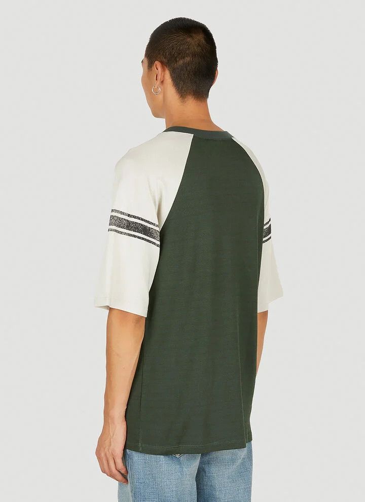 Saint Laurent Paris o1bcso1str0625 Rive Gauche Raglan T-Shirt in Green Size US L / EU 52-54 / 3 - 5 Thumbnail
