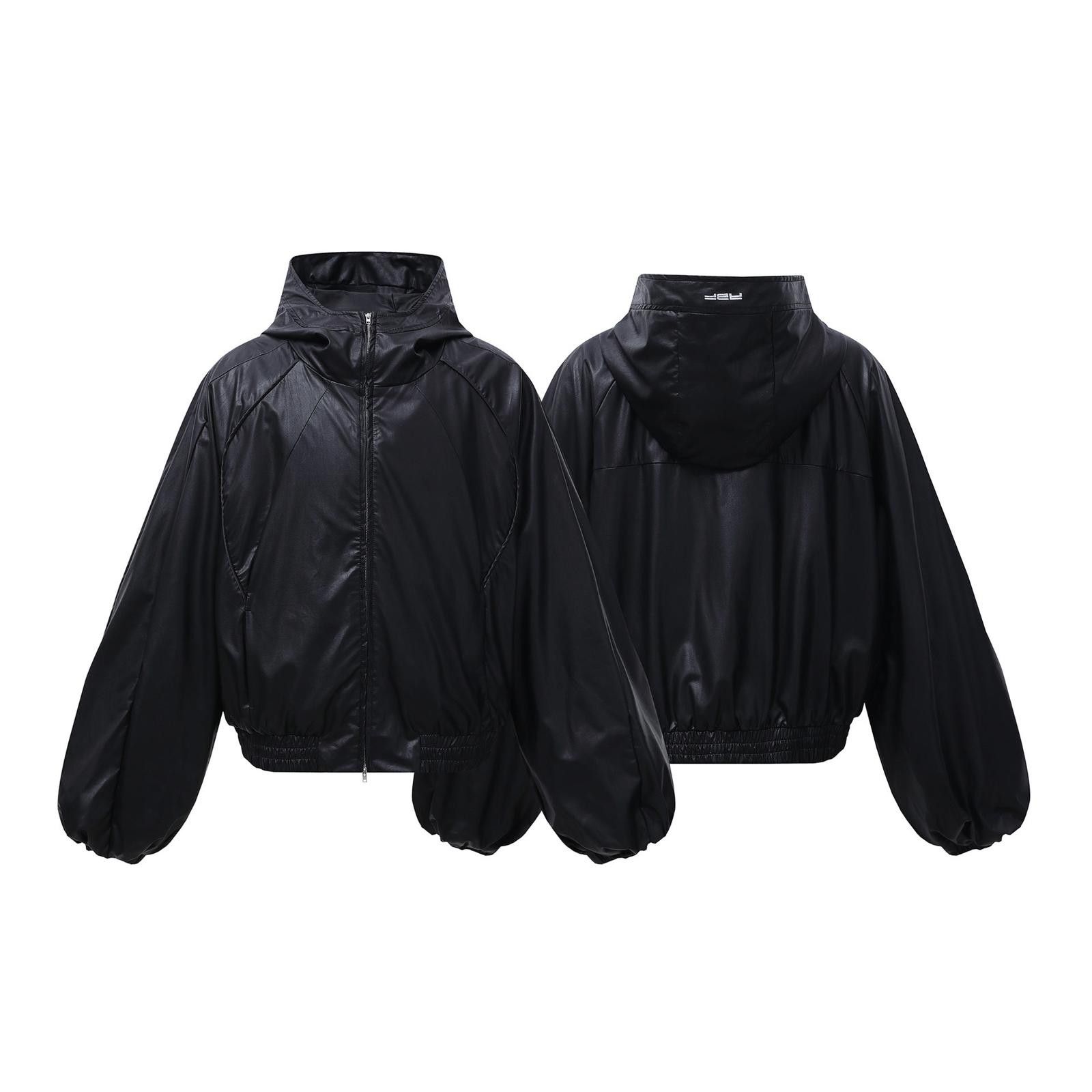 Japanese Brand Black Oversized Hooded Faux Leather Jacket Size US M / EU 48-50 / 2 - 5 Thumbnail