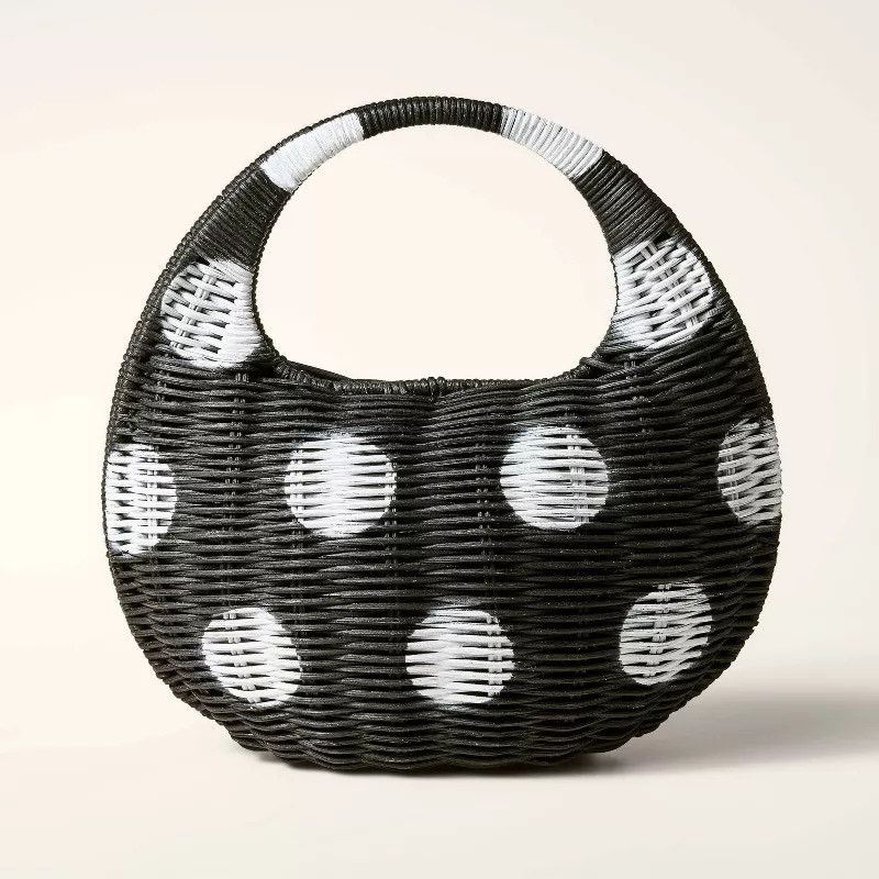 NWT Kate Spade X Target Polka Dot Wicker Crescent Saddle Bag in Black, Women's