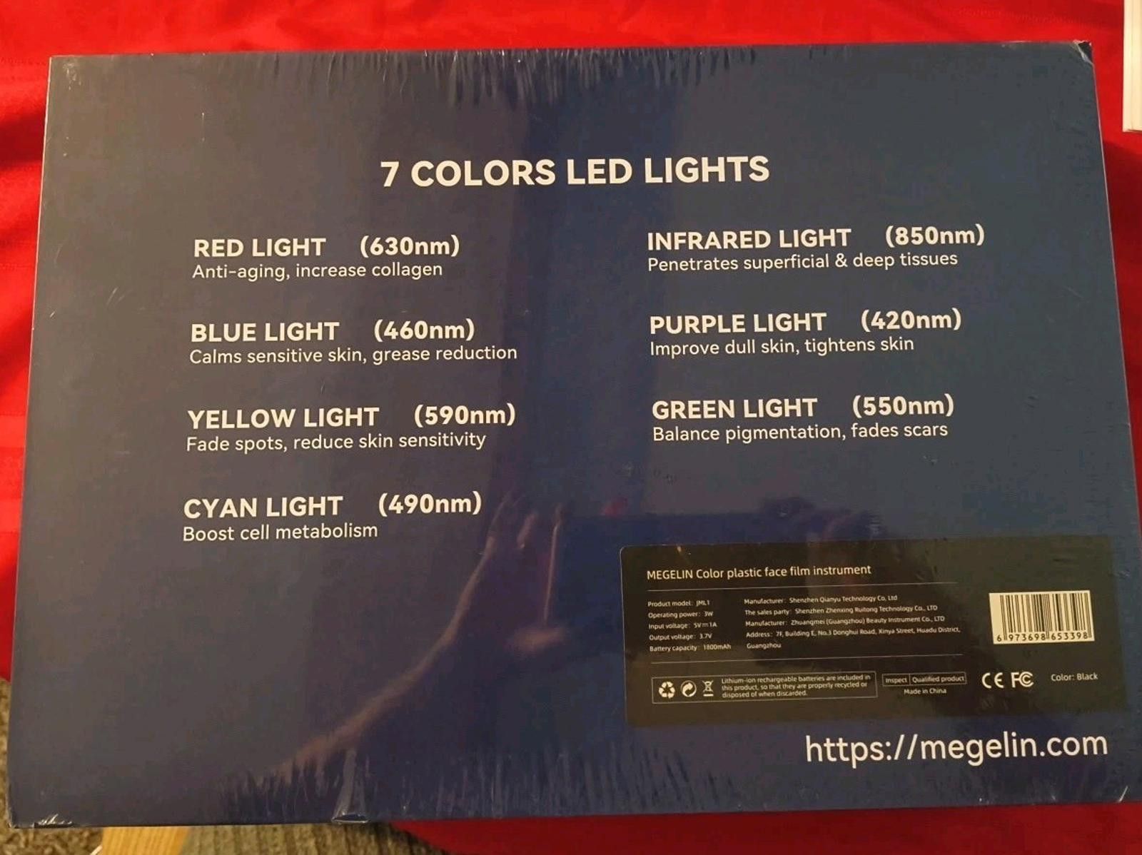 Other Megelin LED Light Therapy Face Mask - 7 Colors LED Lights Size ONE SIZE - 2 Thumbnail