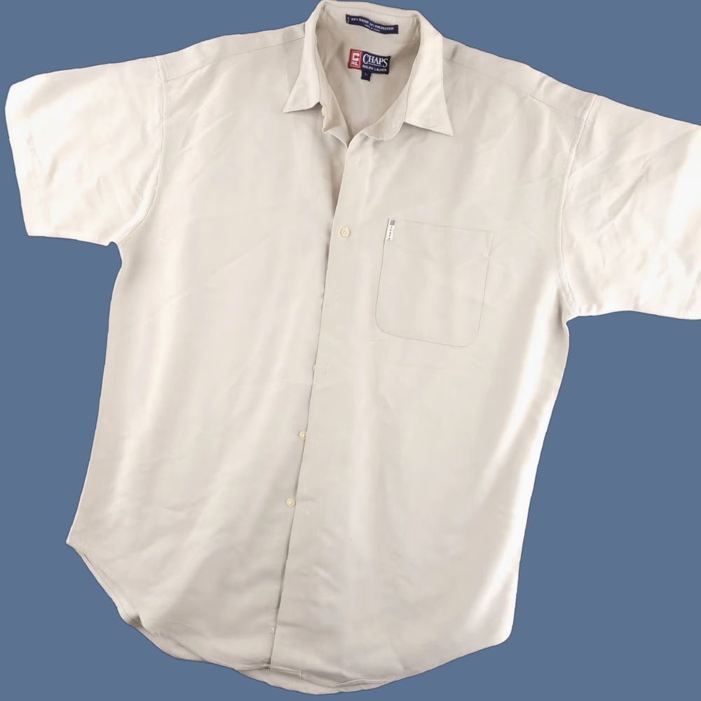 Chaps VTG Chaps Shirt Mens XL Tan Beige Rayon Blend Short Sleeve Button-Up Collared Beige - Mens Shirt XL Chaps Vintage Rayon Button Size US XL / EU 56 / 4 - 1 Thumbnail