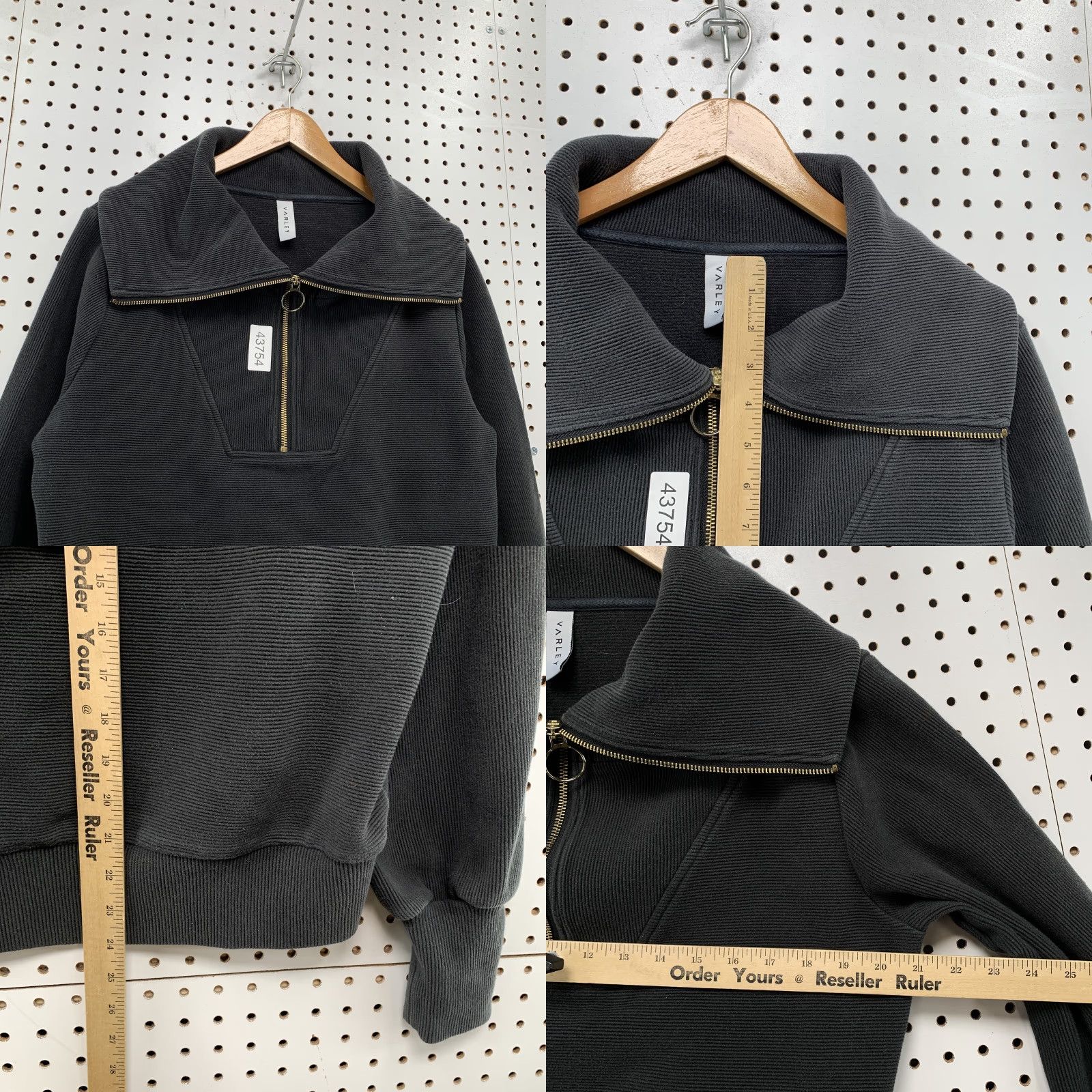 Varley VINTAGE Varley Vine Ribbed Sweatshirt Womens Small Black 1/2 Zip Oversized Collar Size S / US 4 / IT 40 - 8 Thumbnail
