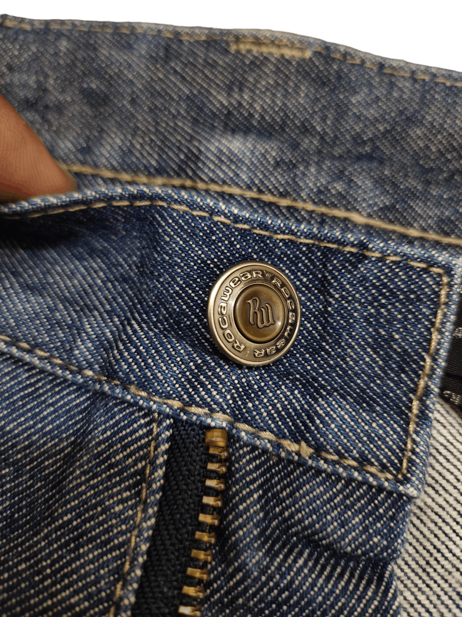 Rocawear Rocawear Distress Embroidered Wide Leg Denim Y2k Baggy Jean Size US 35 - 14 Thumbnail