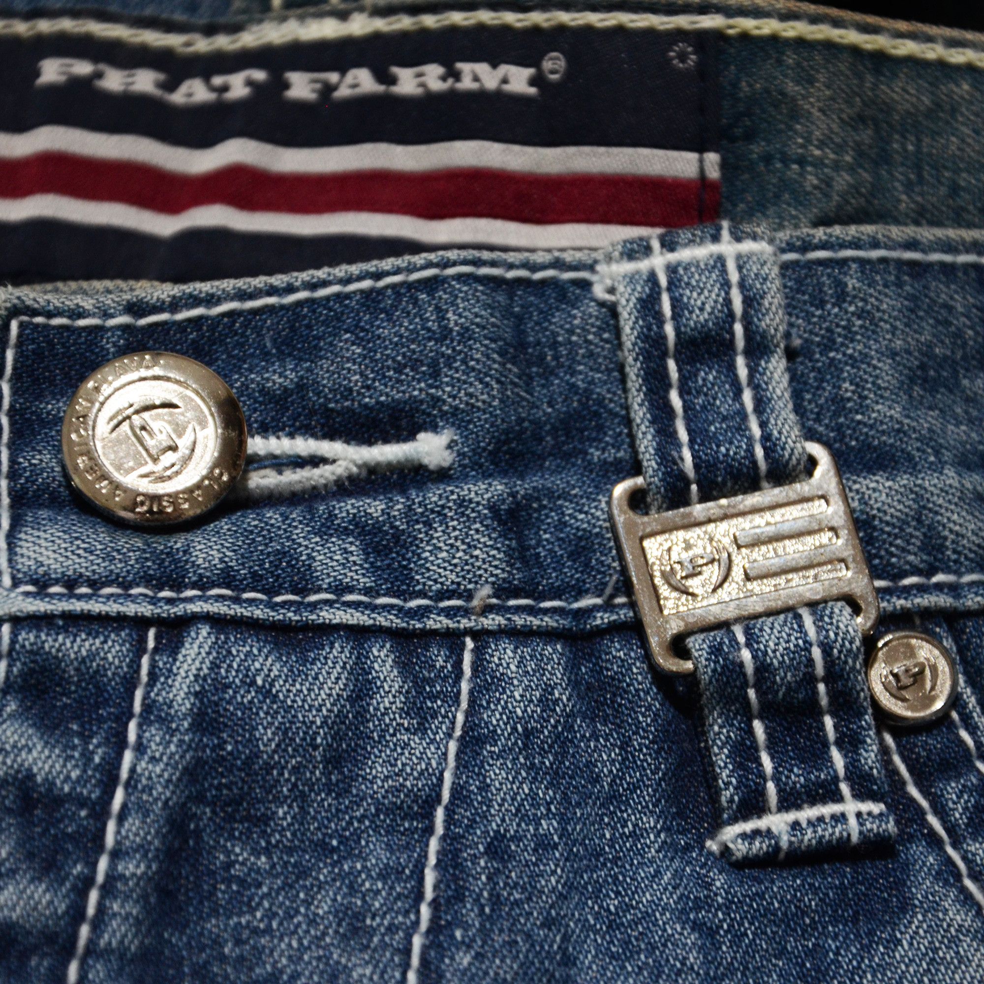 Phat Farm [Color Defects] PF Jorts Denim Shorts 90s Hiphop Streetwear Size US 30 / EU 46 - 3 Thumbnail