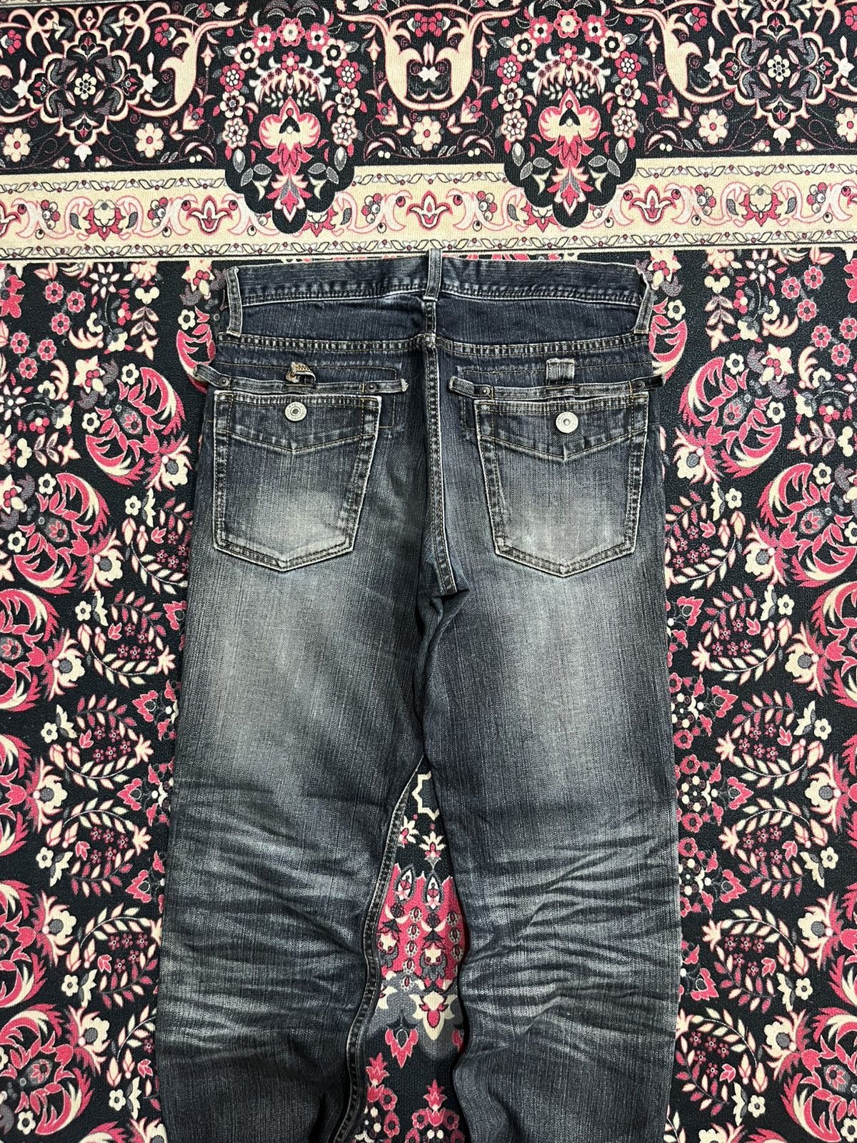 Japanese Brand Difference Rupert Dark Faded Washed Whisker Ripped Jeans Size US 30 / EU 46 - 7 Thumbnail